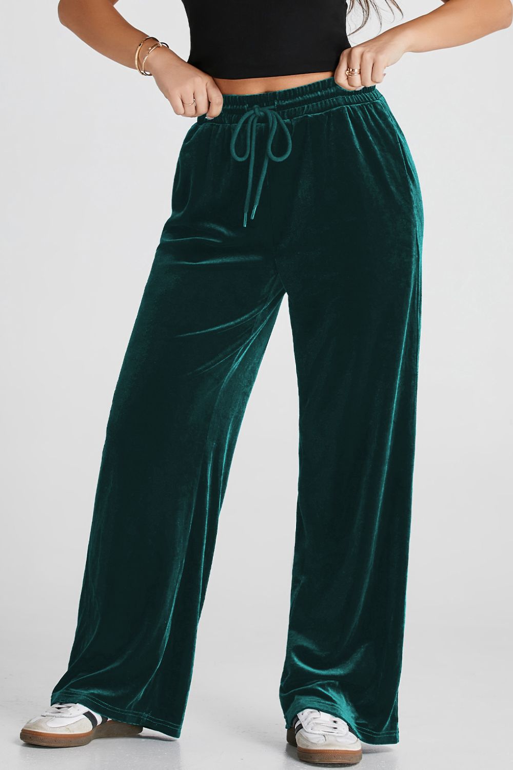 Drawstring Waist Wide Leg Active Pants-BOTTOMS-[Adult]-[Female]-2022 Online Blue Zone Planet