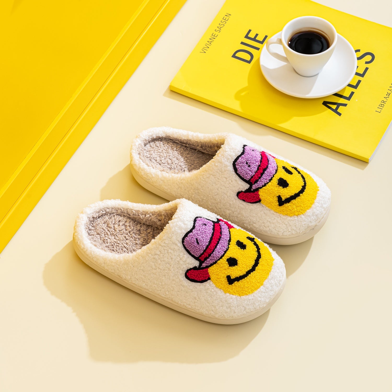 Blue Zone Planet |  Melody Smiley Face Slippers BLUE ZONE PLANET