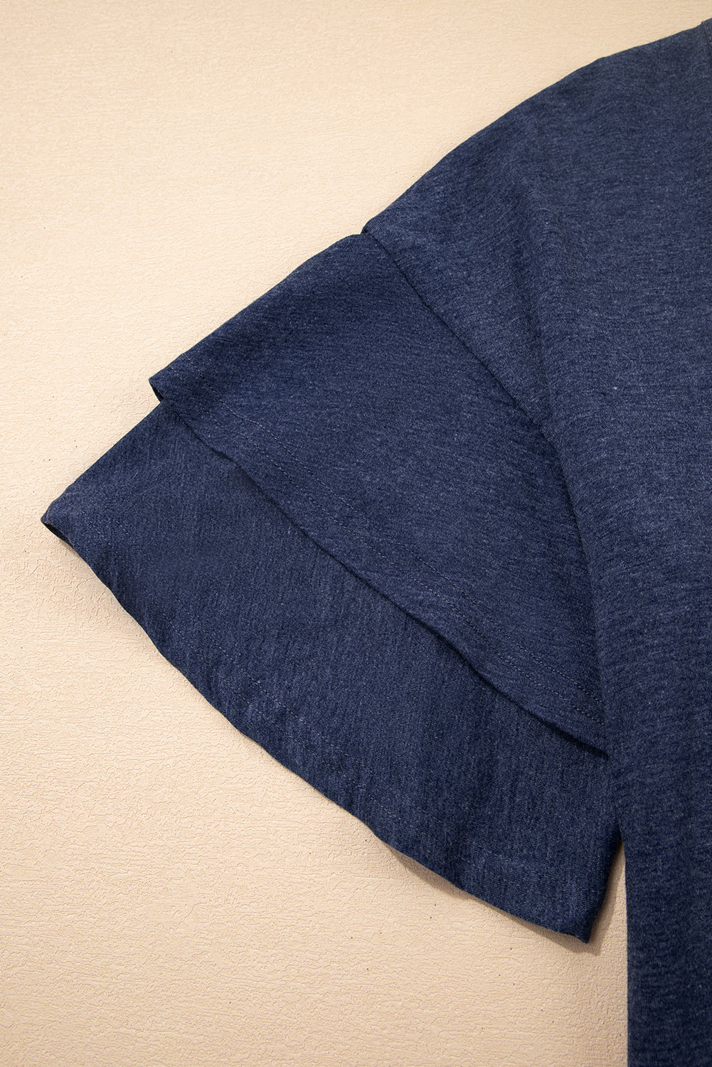 Dune Solid Colour V-Neck Double Layer Sleeve Loose T-Shirt-Tops/Tops & Tees-[Adult]-[Female]-2022 Online Blue Zone Planet