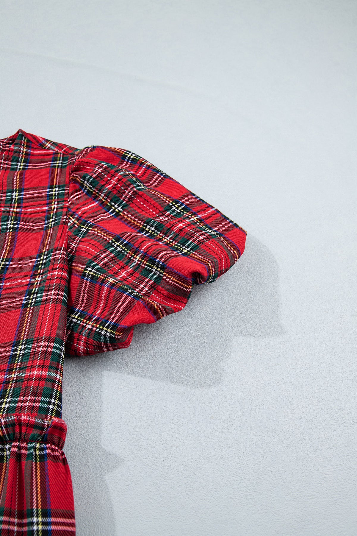 Red Plaid Knot Neck Short Sleeve Mini Shift Dress-TOPS / DRESSES-[Adult]-[Female]-2022 Online Blue Zone Planet
