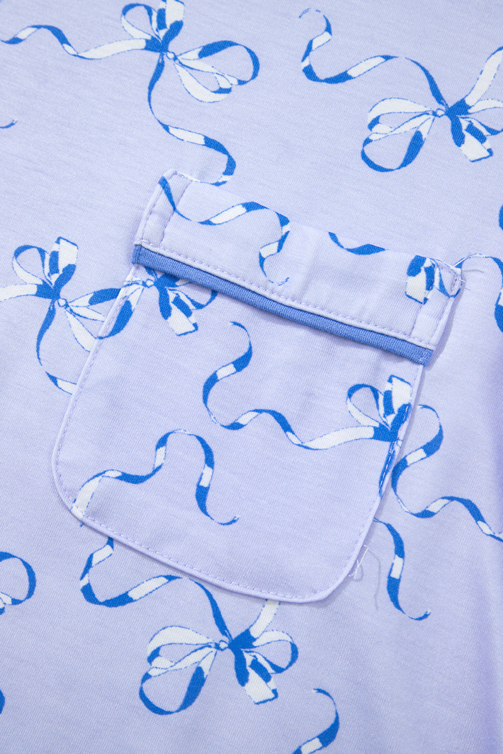 Sky Blue Bow Printed Ruffled Short Lounge Set-Loungewear & Sleepwear/Loungewear-[Adult]-[Female]-2022 Online Blue Zone Planet