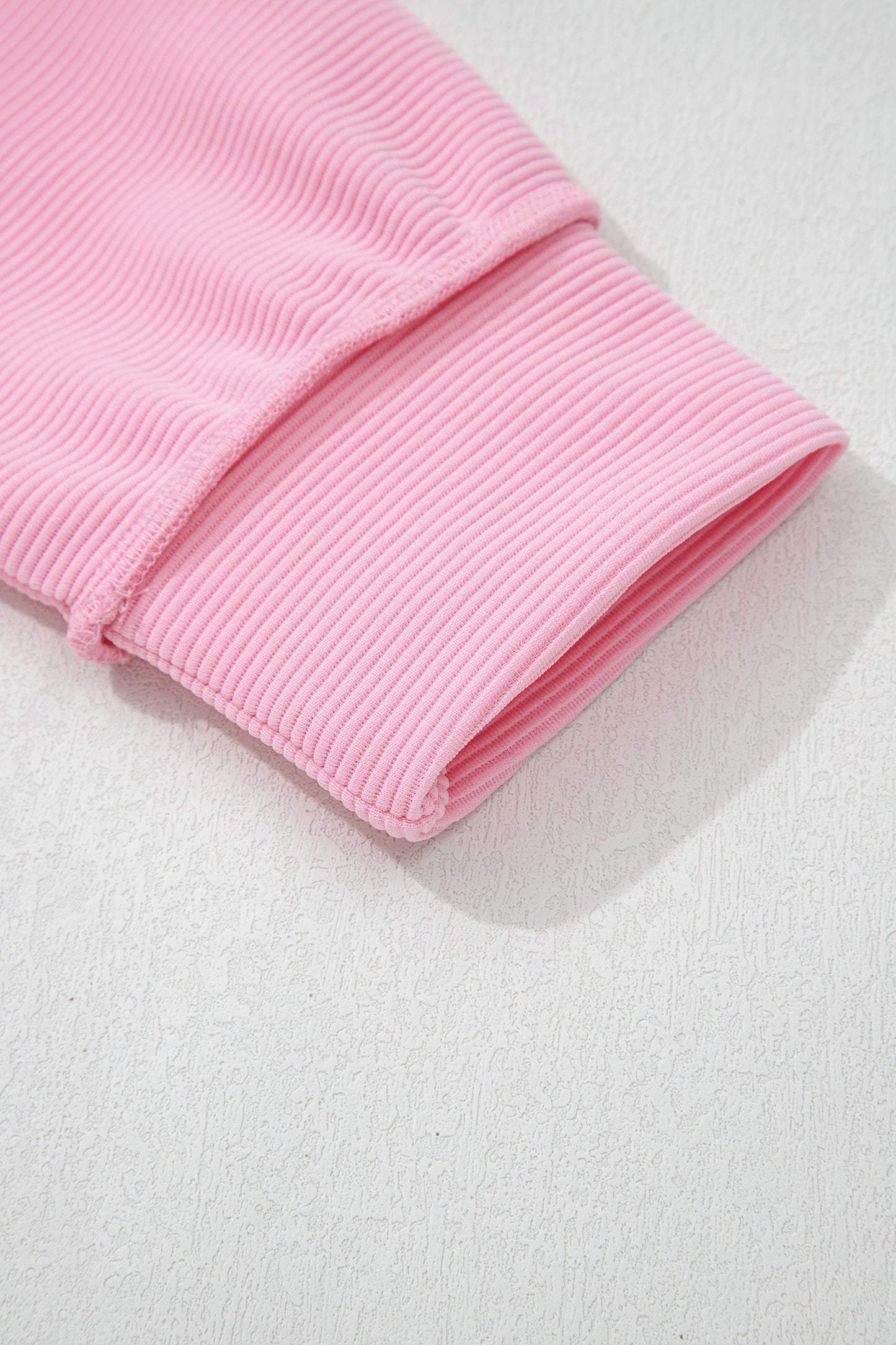 Pink Horizontal Ribbed Exposed Seam Detail Drop Shoulder Baggy Pullover-Tops/Long Sleeve Tops-[Adult]-[Female]-2022 Online Blue Zone Planet