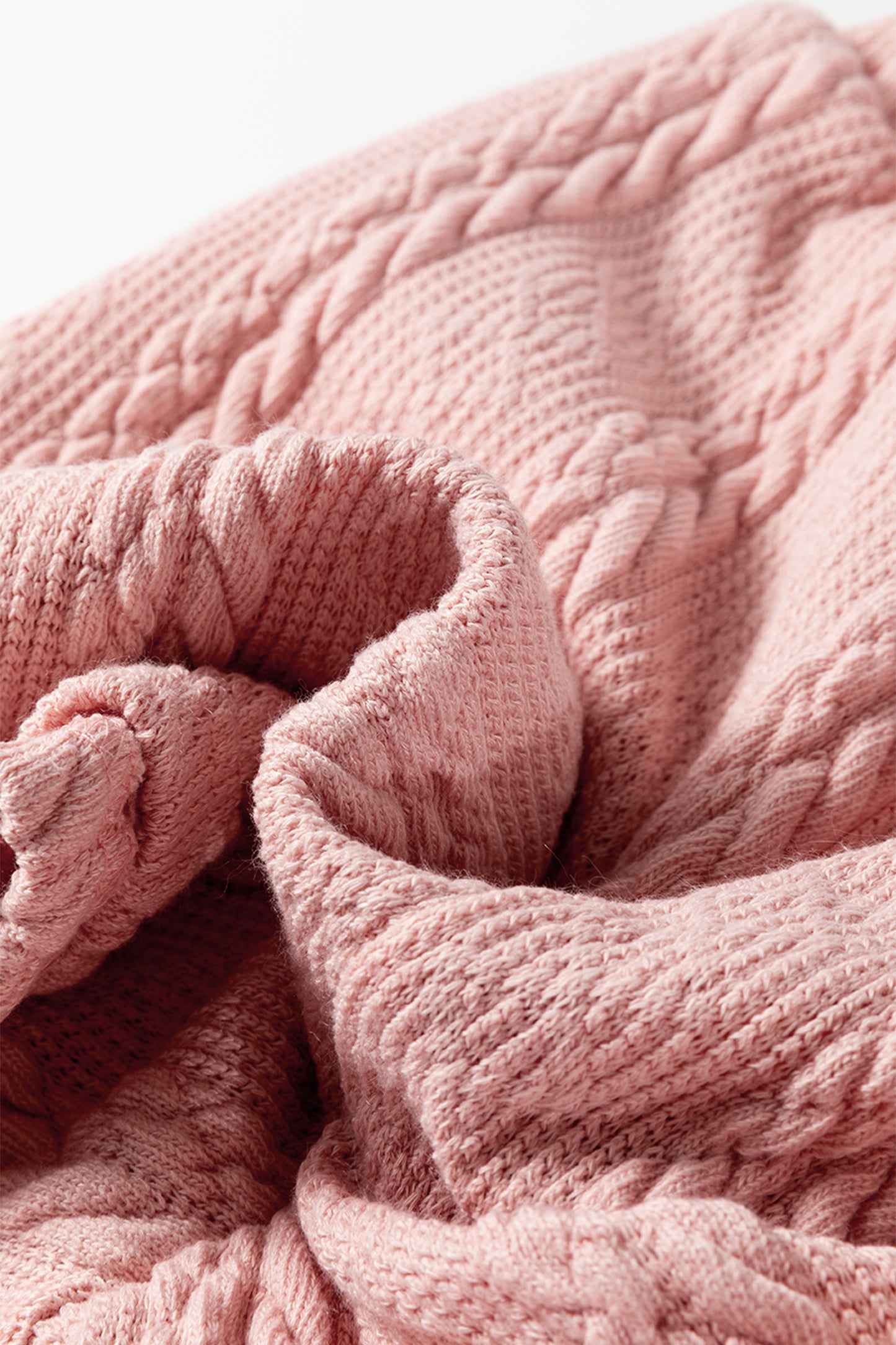 Gossamer Pink Cable Knit V Neck Cardigan Shorts Set-Two Piece Sets/Short Sets-[Adult]-[Female]-2022 Online Blue Zone Planet