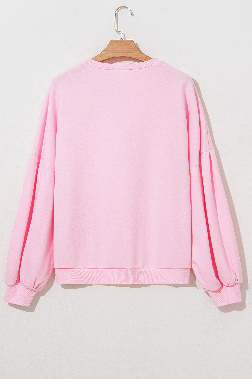 Blue Zone Planet | Light Pink Embroidered Bow Lantern Sleeve Oversized Pullover Sweatshirt-Tops/Sweatshirts & Hoodies-[Adult]-[Female]-2022 Online Blue Zone Planet