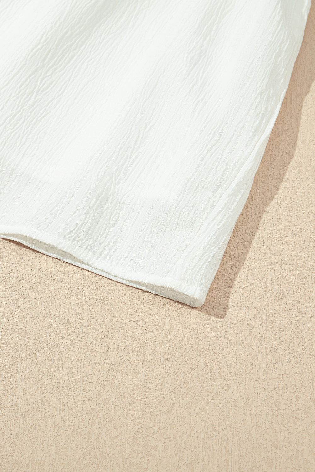 White Textured Ruffled Trim V Neck Flutter Flowy Top-Tops/Blouses & Shirts-[Adult]-[Female]-2022 Online Blue Zone Planet