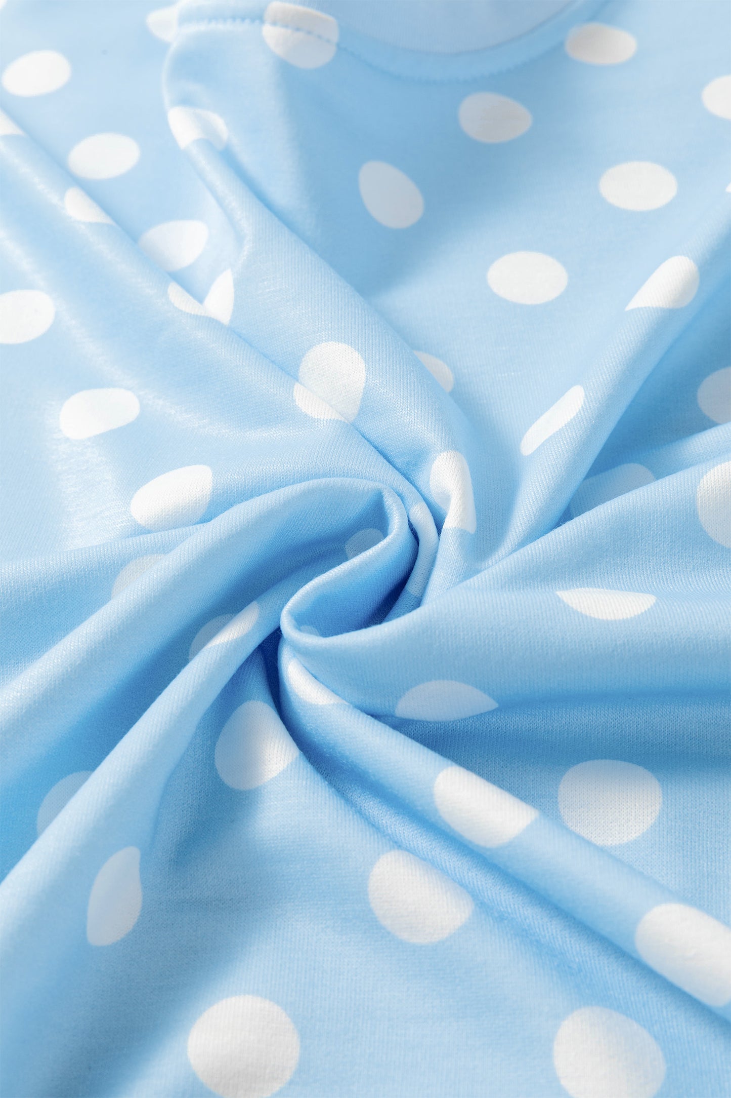 Sky Blue Polka Dot Oversized Top Drawstring Short Set-Two Piece Sets/Short Sets-[Adult]-[Female]-2022 Online Blue Zone Planet