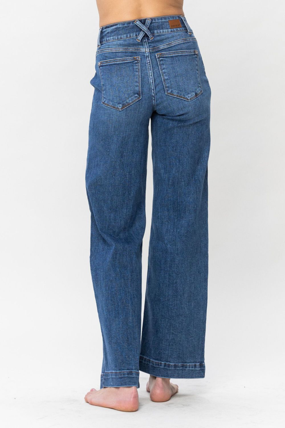 Blue Zone Planet | Judy Blue Full Size Double Button Wide Leg Jeans-BOTTOMS SIZES SMALL MEDIUM LARGE-[Adult]-[Female]-2022 Online Blue Zone Planet