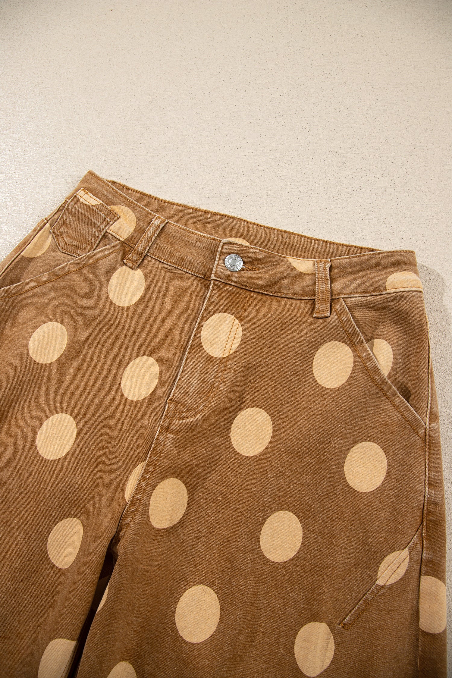 Sky Blue Polka Dot Ankle-Length Metal Button Casual Jeans-Bottoms/Jeans-[Adult]-[Female]-2022 Online Blue Zone Planet