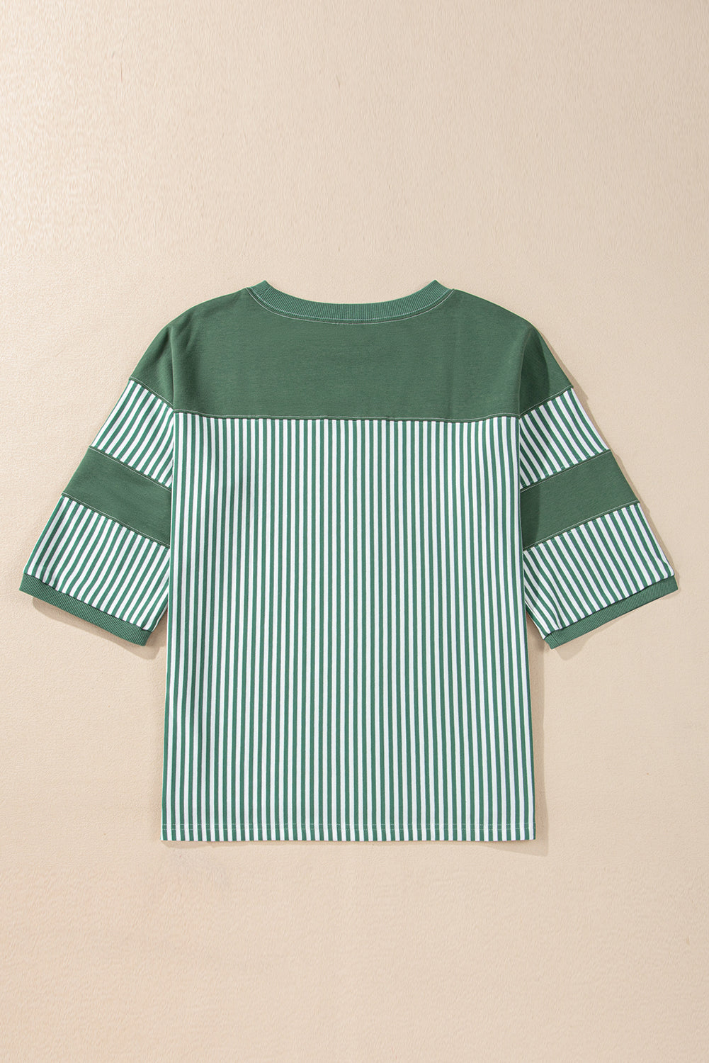 Black White Striped Patchwork 3/4 Sleeve Oversize Top-Tops/Long Sleeve Tops-[Adult]-[Female]-2022 Online Blue Zone Planet