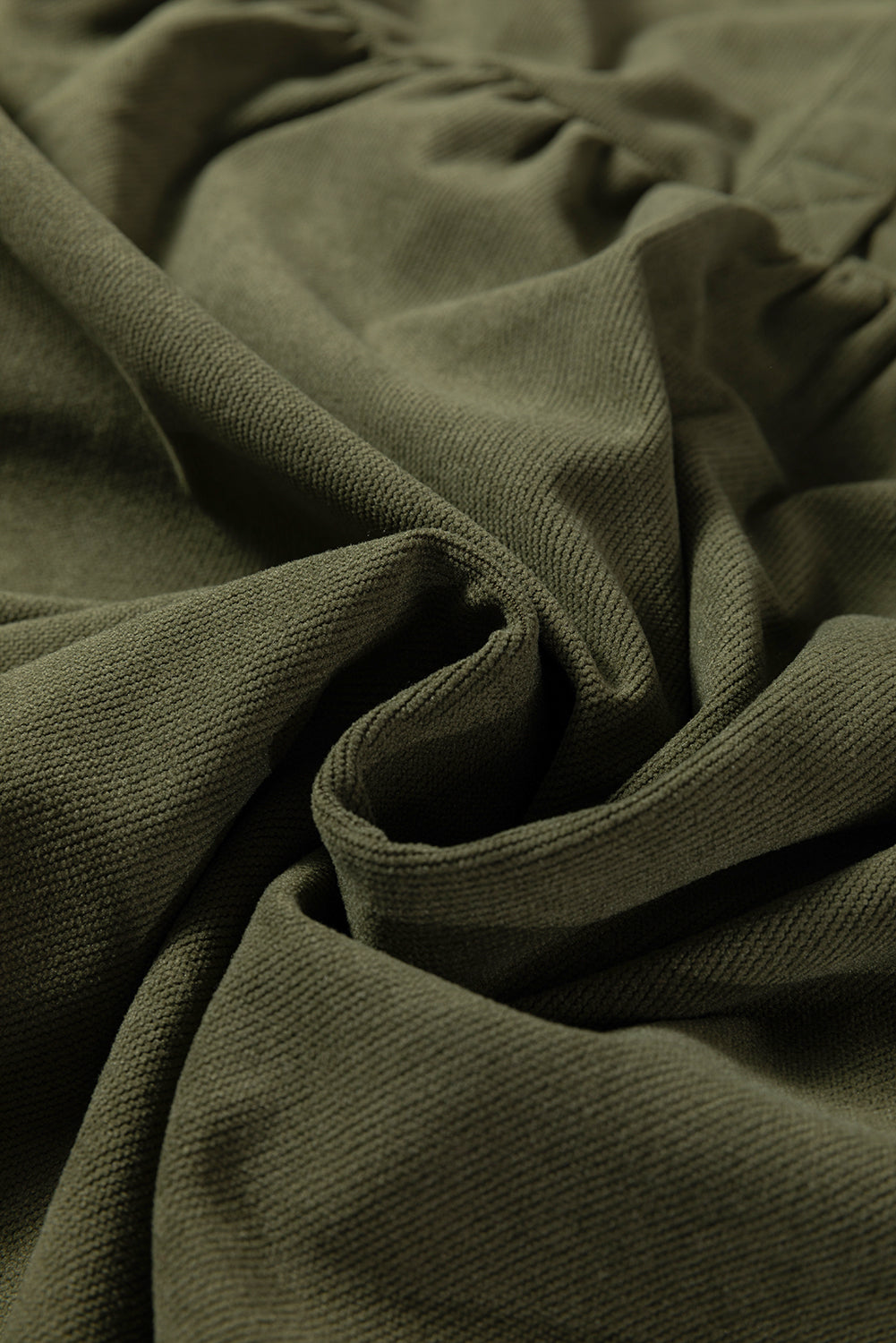 Vineyard Green Corduroy Half Button Collared Long Sleeve Mini Dress-Dresses/Mini Dresses-[Adult]-[Female]-2022 Online Blue Zone Planet