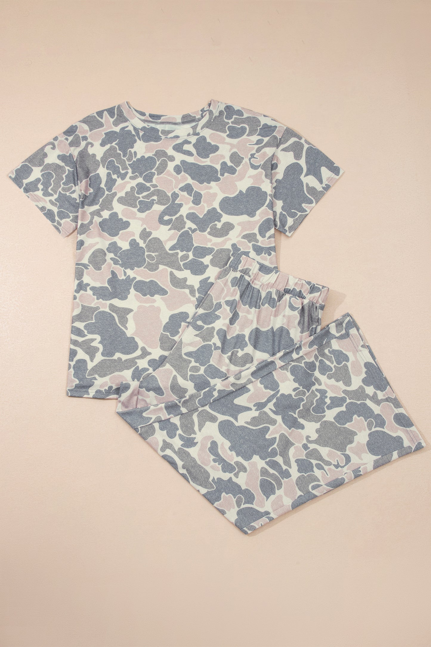 Multicolour Retro Camouflage Print Plus Size 2pcs Outfit-Plus Size/Plus Size Loungewear-[Adult]-[Female]-2022 Online Blue Zone Planet