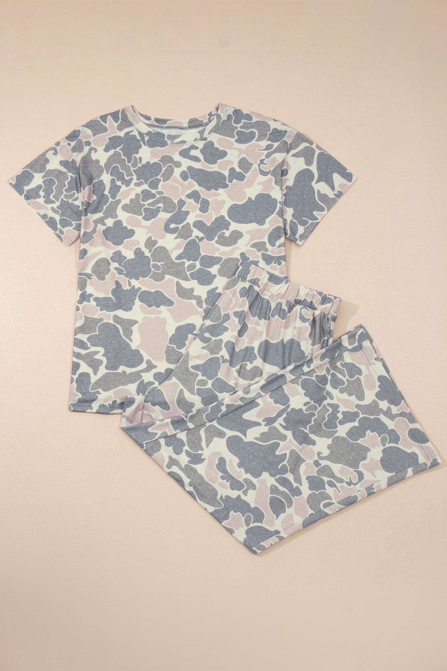 Multicolour Retro Camouflage Print Plus Size 2pcs Outfit-Plus Size/Plus Size Loungewear-[Adult]-[Female]-2022 Online Blue Zone Planet