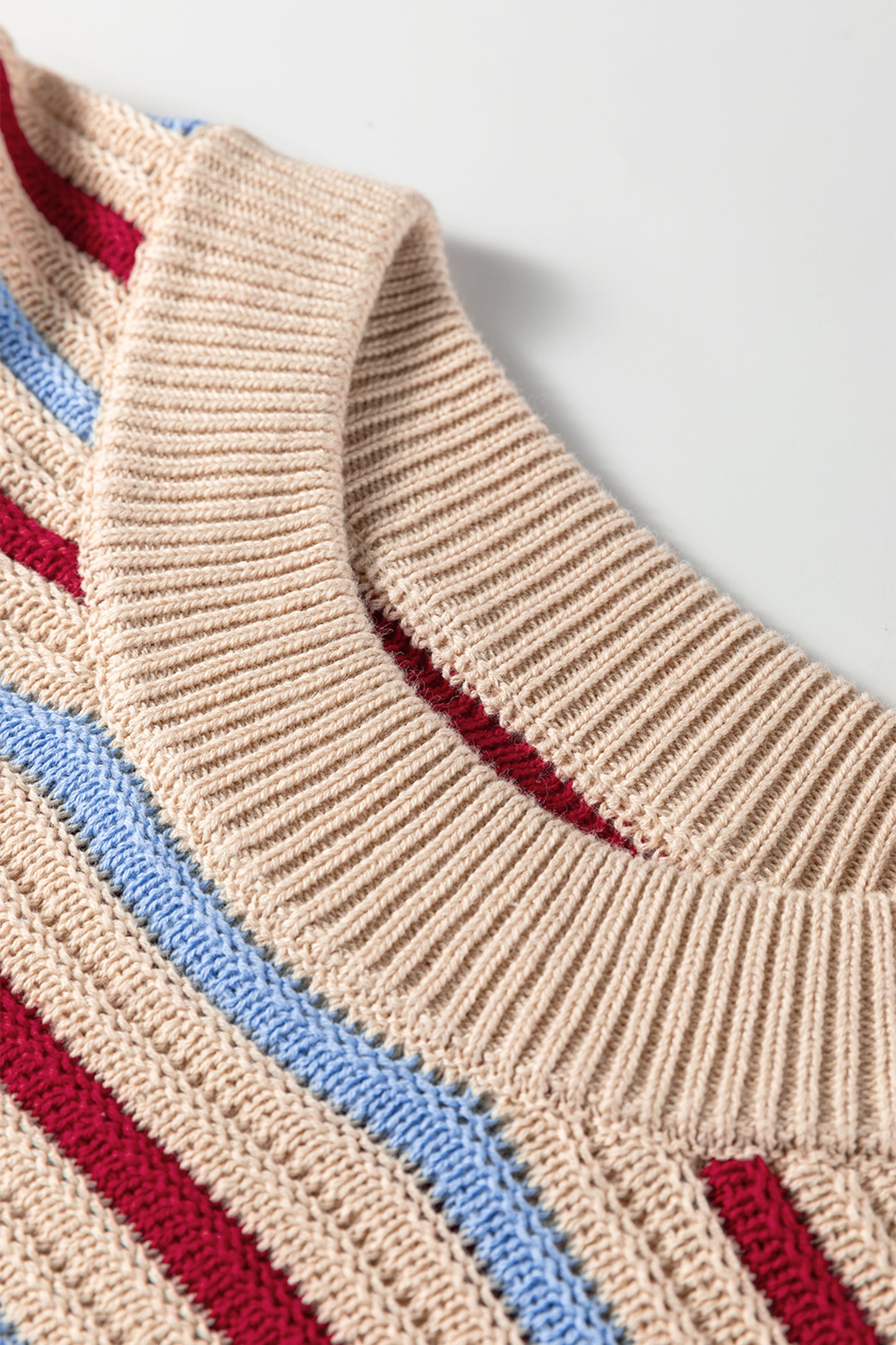 Khaki Stripe Drop Shoulder Cropped Long Sleeve Fall Sweater-TOPS / DRESSES-[Adult]-[Female]-2022 Online Blue Zone Planet