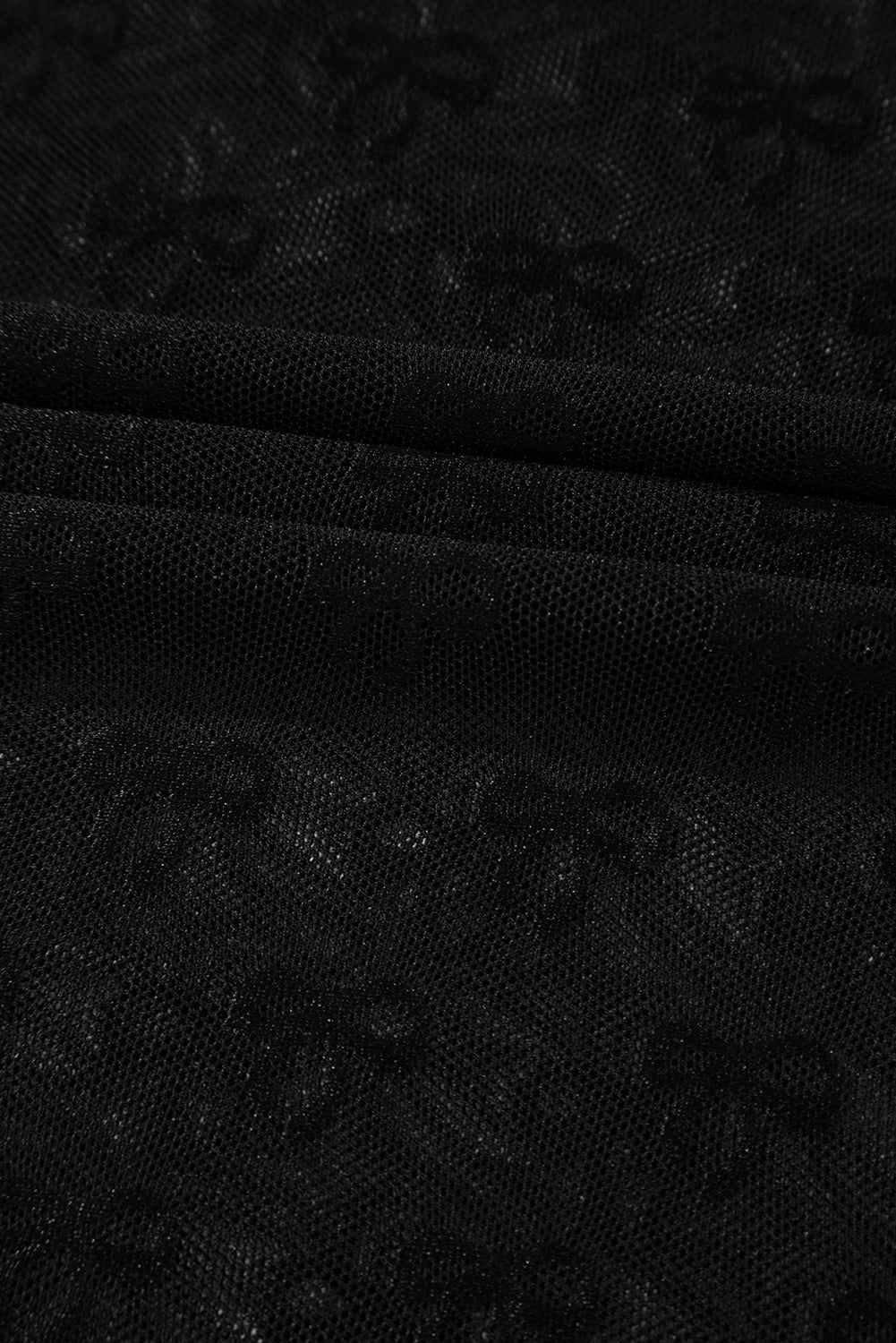 Black Bowknot Sheer Mesh Mock Neck Lettuce Trim Short Sleeve Top-Tops/Tops & Tees-[Adult]-[Female]-2022 Online Blue Zone Planet