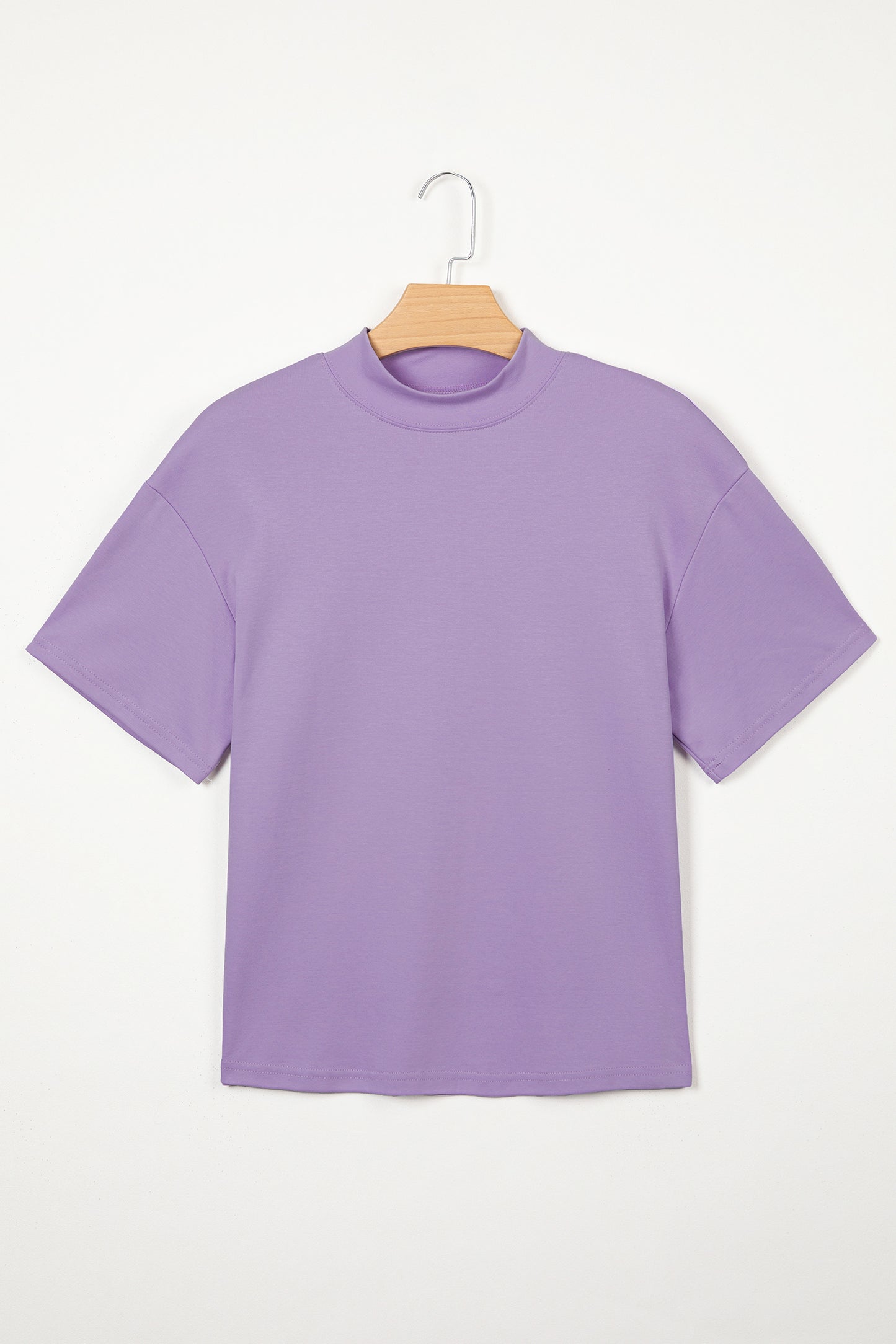 Pink Solid Color High Neck Oversize Tee-Tops/Tops & Tees-[Adult]-[Female]-2022 Online Blue Zone Planet