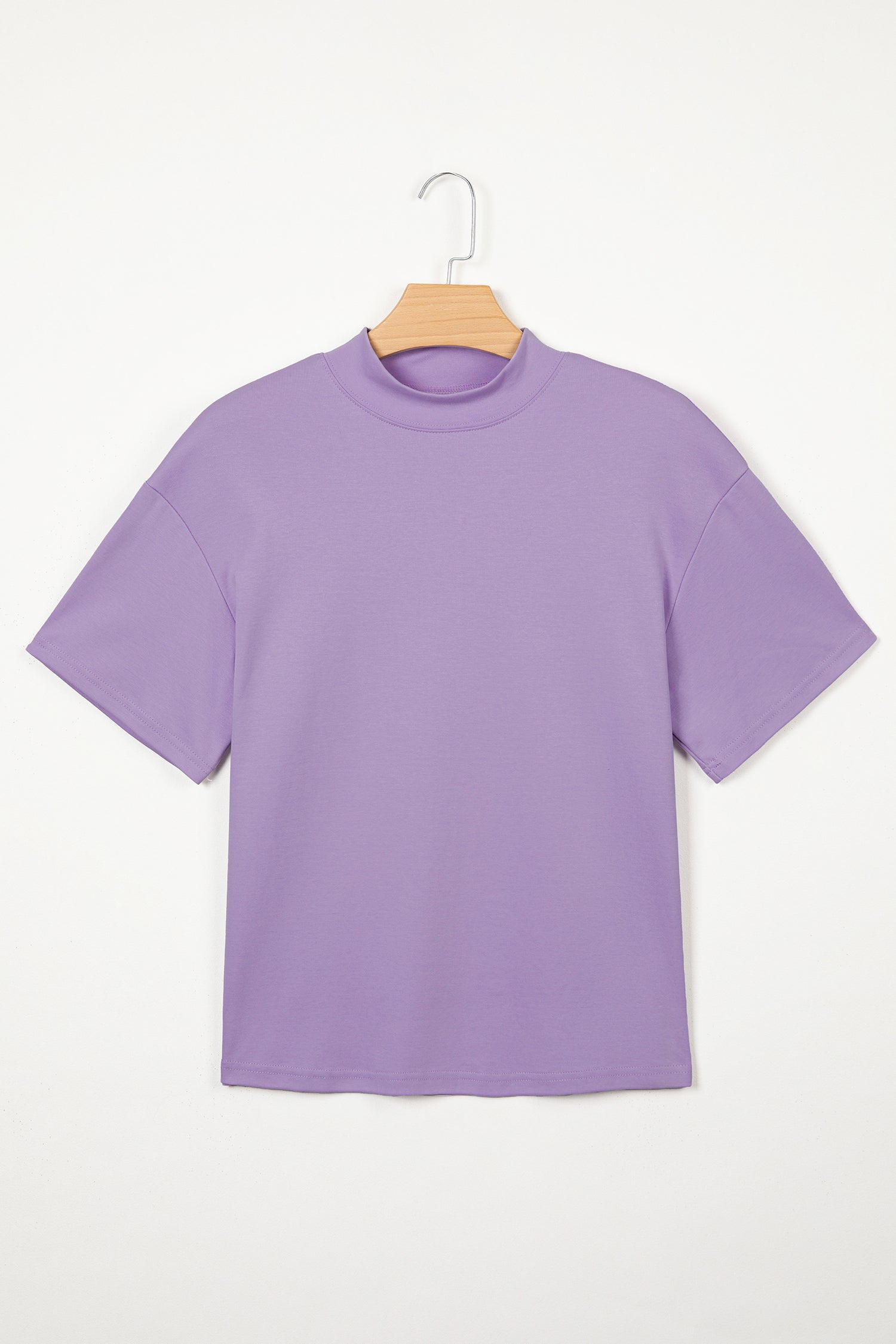 Pink Solid Color High Neck Oversize Tee-Tops/Tops & Tees-[Adult]-[Female]-2022 Online Blue Zone Planet