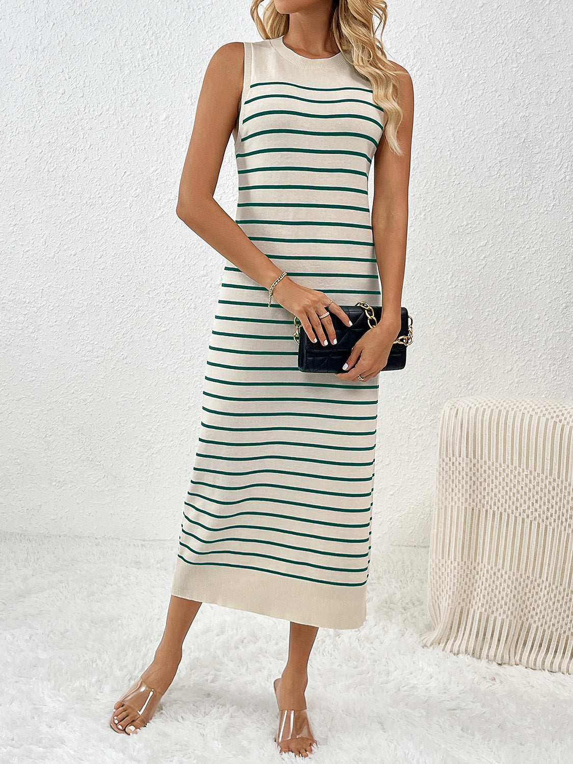 Blue Zone | Round Neck Sleeve Midi Knit Dress - Blue Zone Green / L by Blue Zone Planet Blue Zone | Round Neck Sleeve Midi Knit Dress - Blue Zone Green / L by Blue Zone Planet