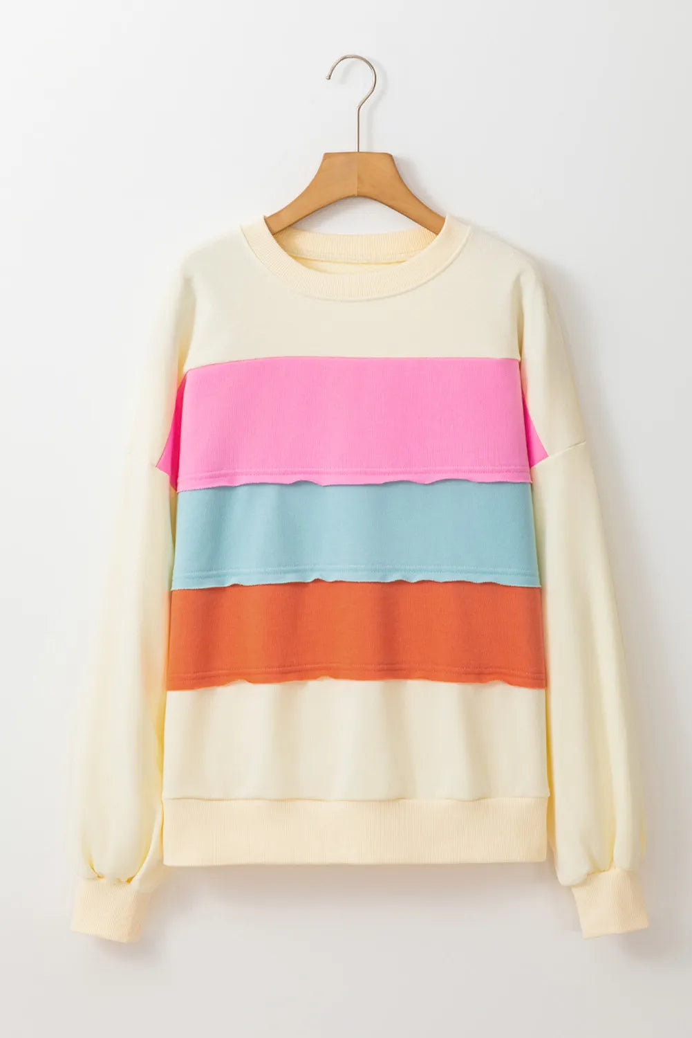 Color Block Long Sleeve Sweatshirt-TOPS / DRESSES-[Adult]-[Female]-2022 Online Blue Zone Planet