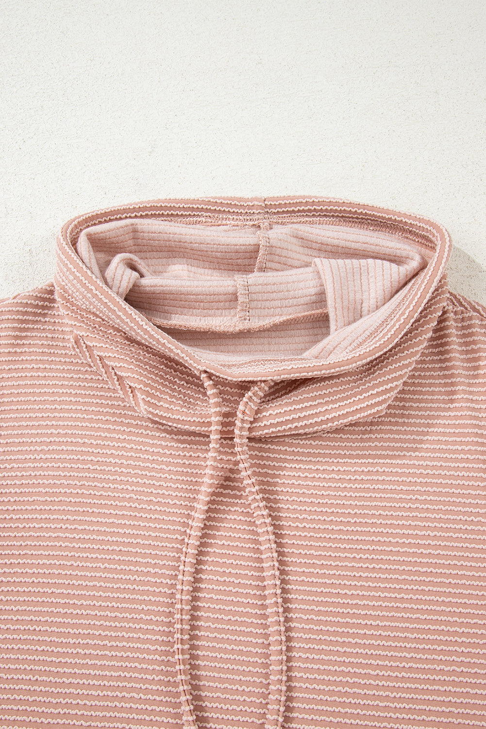 Pale Chestnut Horizontal Twist Ribbed Drawstring Cowl Neck Knit Top-Tops/Long Sleeve Tops-[Adult]-[Female]-2022 Online Blue Zone Planet