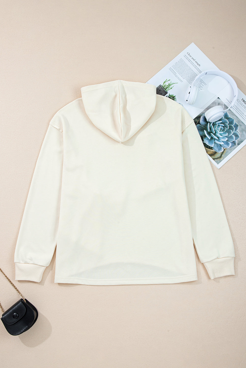 White Solid Color Cute Bow Detail Loose Hoodie-Tops / Dresses-[Adult]-[Female]-2022 Online Blue Zone Planet