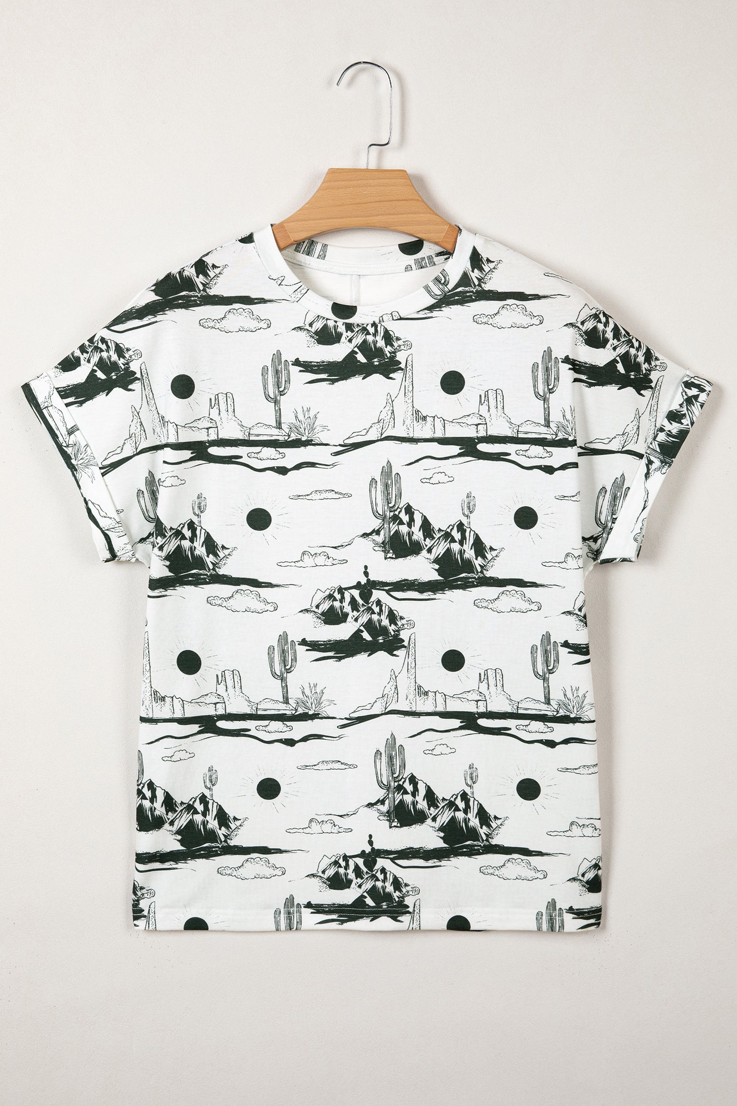 White Desert Sand Print Short Sleeve Knit Top-Tops/Tops & Tees-[Adult]-[Female]-2022 Online Blue Zone Planet