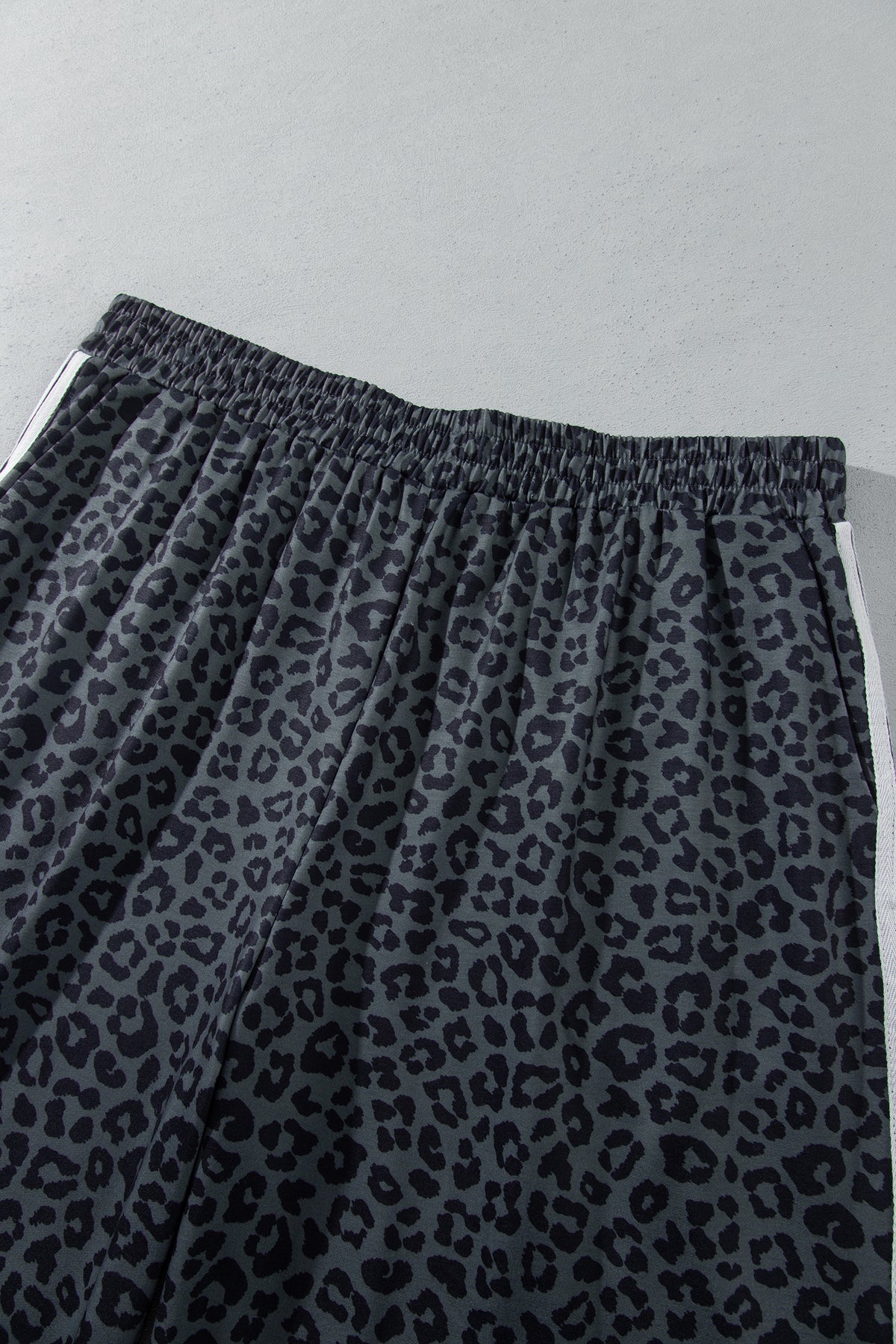 Gray Leopard Print Bracelet Sleeve Top Plus Size Loose Pants Set-Bracelet-[Adult]-[Female]-2022 Online Blue Zone Planet