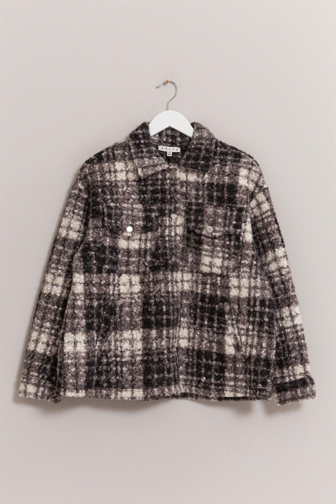 HYFVE Plaid Button Up Boucle Jacket-TOPS / DRESSES-[Adult]-[Female]-2022 Online Blue Zone Planet