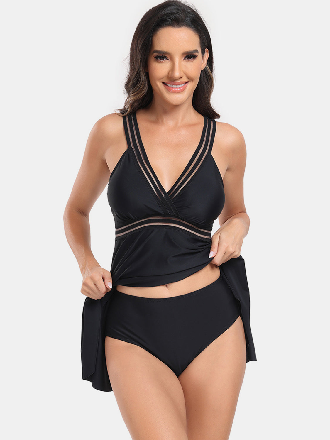 Blue Zone Planet | Surplice Wide Strap Two-Piece Swim Set-TOPS / DRESSES-[Adult]-[Female]-Black-S-2022 Online Blue Zone Planet