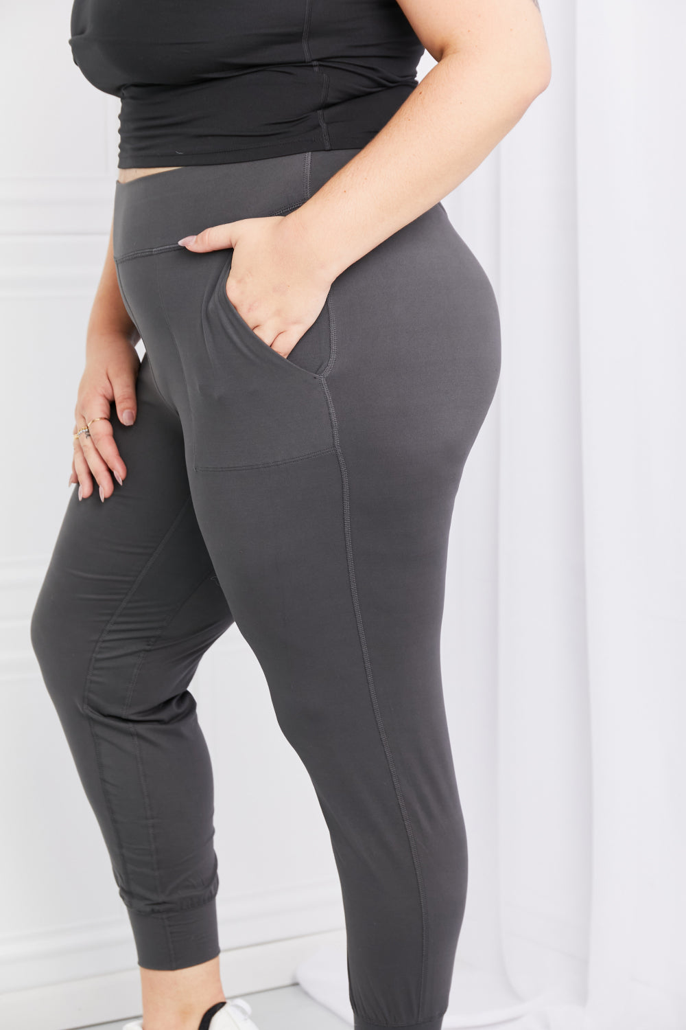 Leggings Depot Full Size Pocketed High Waist Pants-BOTTOMS SIZES SMALL MEDIUM LARGE-[Adult]-[Female]-2022 Online Blue Zone Planet