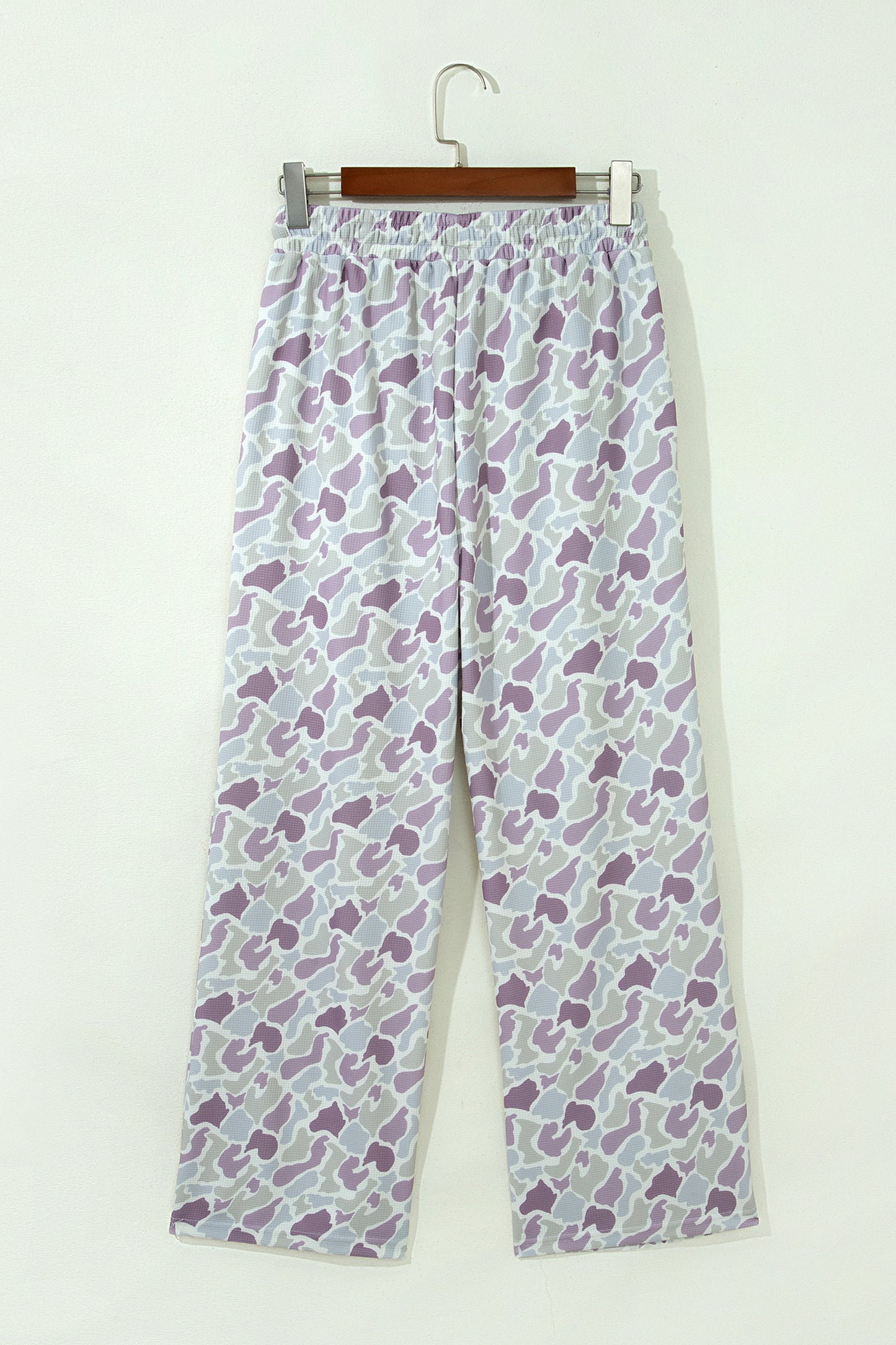Green Camo Print Drawstring Waist Loose Fit Full Length Pants-Bottoms/Pants & Culotte-[Adult]-[Female]-2022 Online Blue Zone Planet