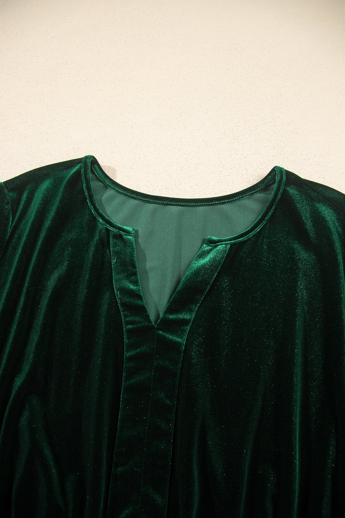 Blackish Green V Neck Long Sleeve Velvet Loose Fit Plus Size Dress-Plus Size/Plus Size Dresses/Plus Size Maxi Dresses-[Adult]-[Female]-2022 Online Blue Zone Planet
