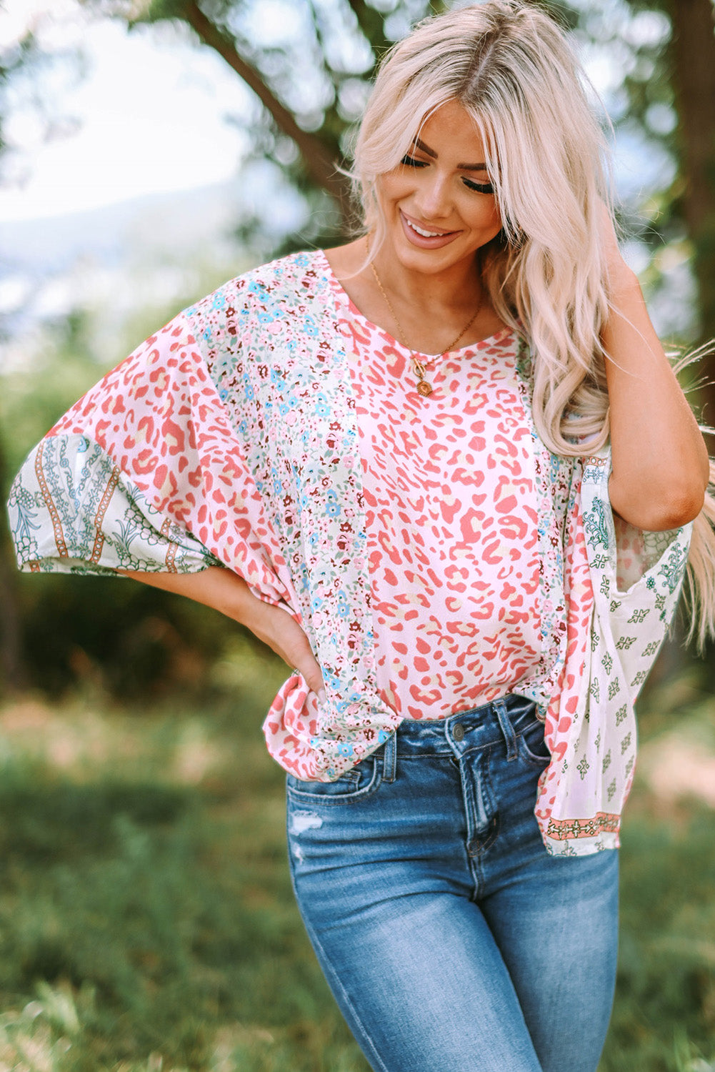 Multicolor Animal Floral Mix Print Cape Top-Sale (50% OFF)/20% OFF-[Adult]-[Female]-2022 Online Blue Zone Planet