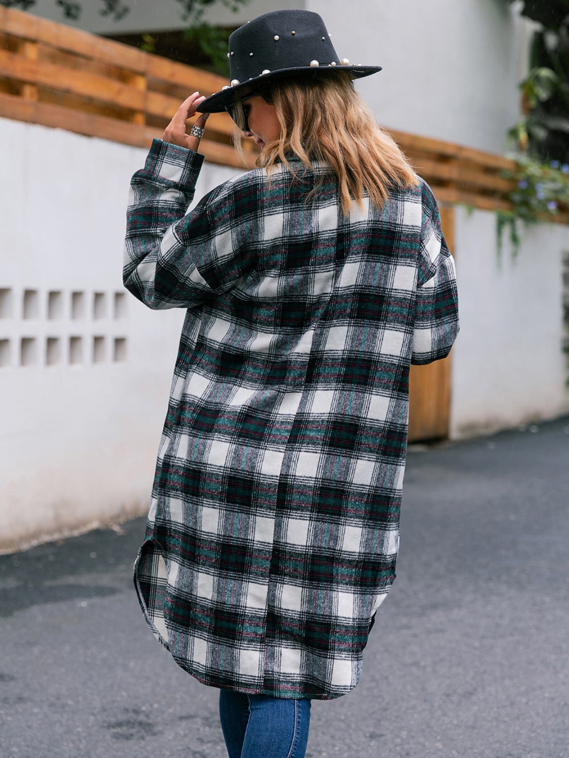 Blue Zone Planet | Plaid Button Up Long Sleeve Shacket-TOPS / DRESSES-[Adult]-[Female]-2022 Online Blue Zone Planet