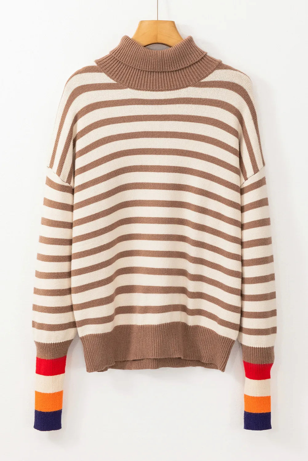 Striped Turtleneck Long Sleeve Sweater-TOPS / DRESSES-[Adult]-[Female]-2022 Online Blue Zone Planet