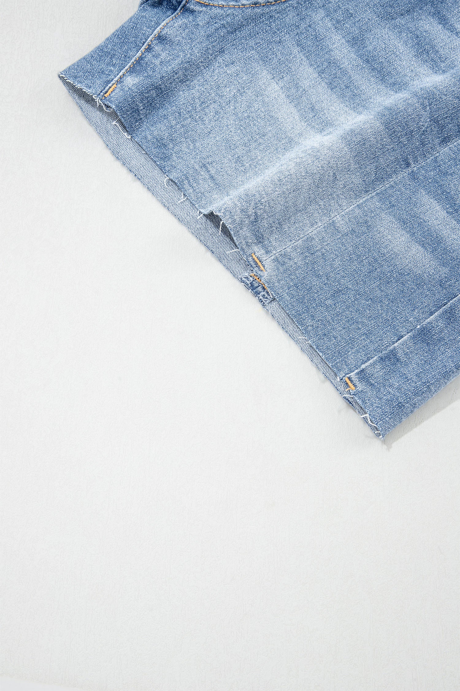 Beau Blue Acid Wash Raw Hem Denim Shorts-Bottoms/Denim Shorts-[Adult]-[Female]-2022 Online Blue Zone Planet