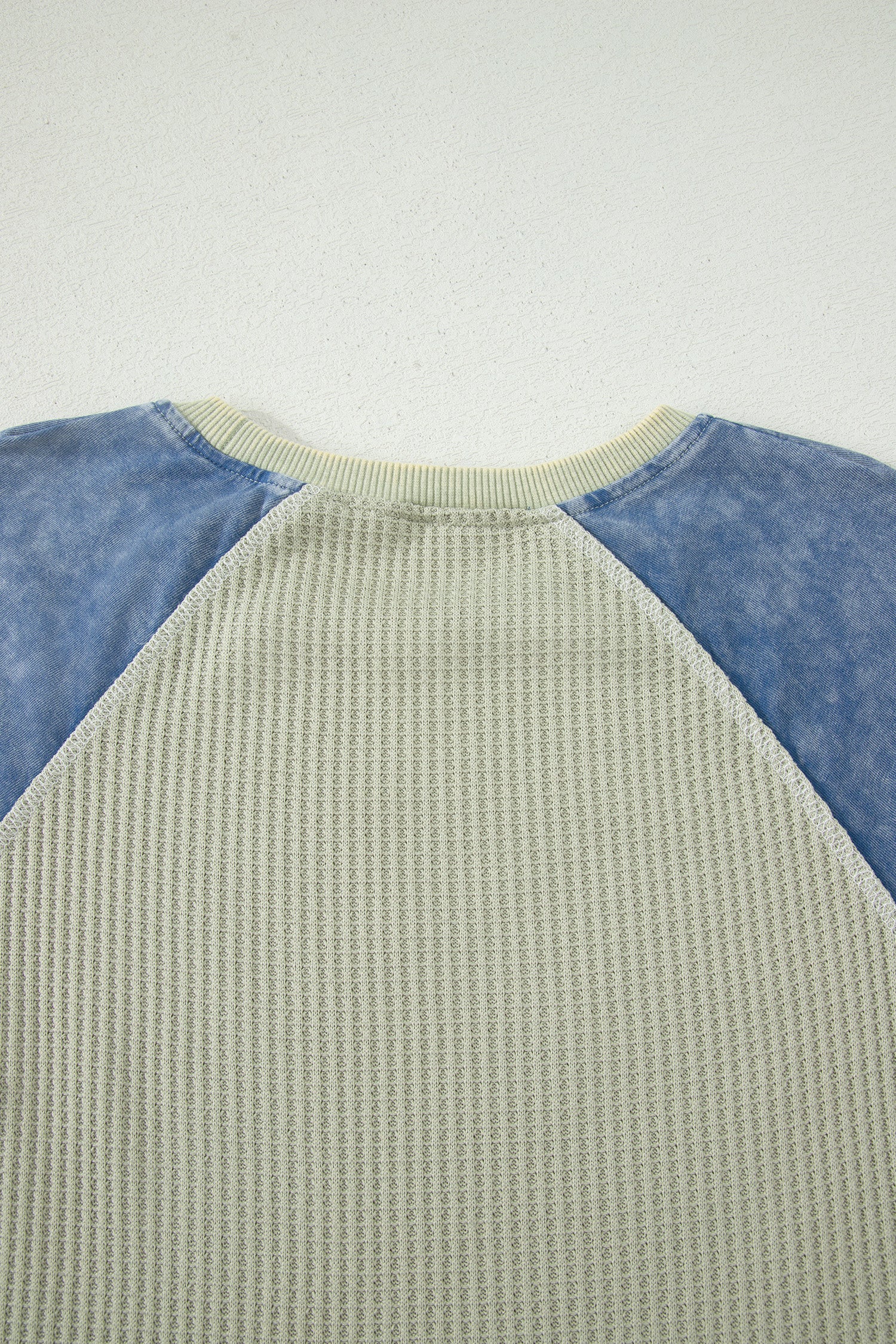 Carbon Grey Waffle Knit Seam Detail Color Block Patchwork Short Sleeve Top-Tops/Tops & Tees-[Adult]-[Female]-2022 Online Blue Zone Planet