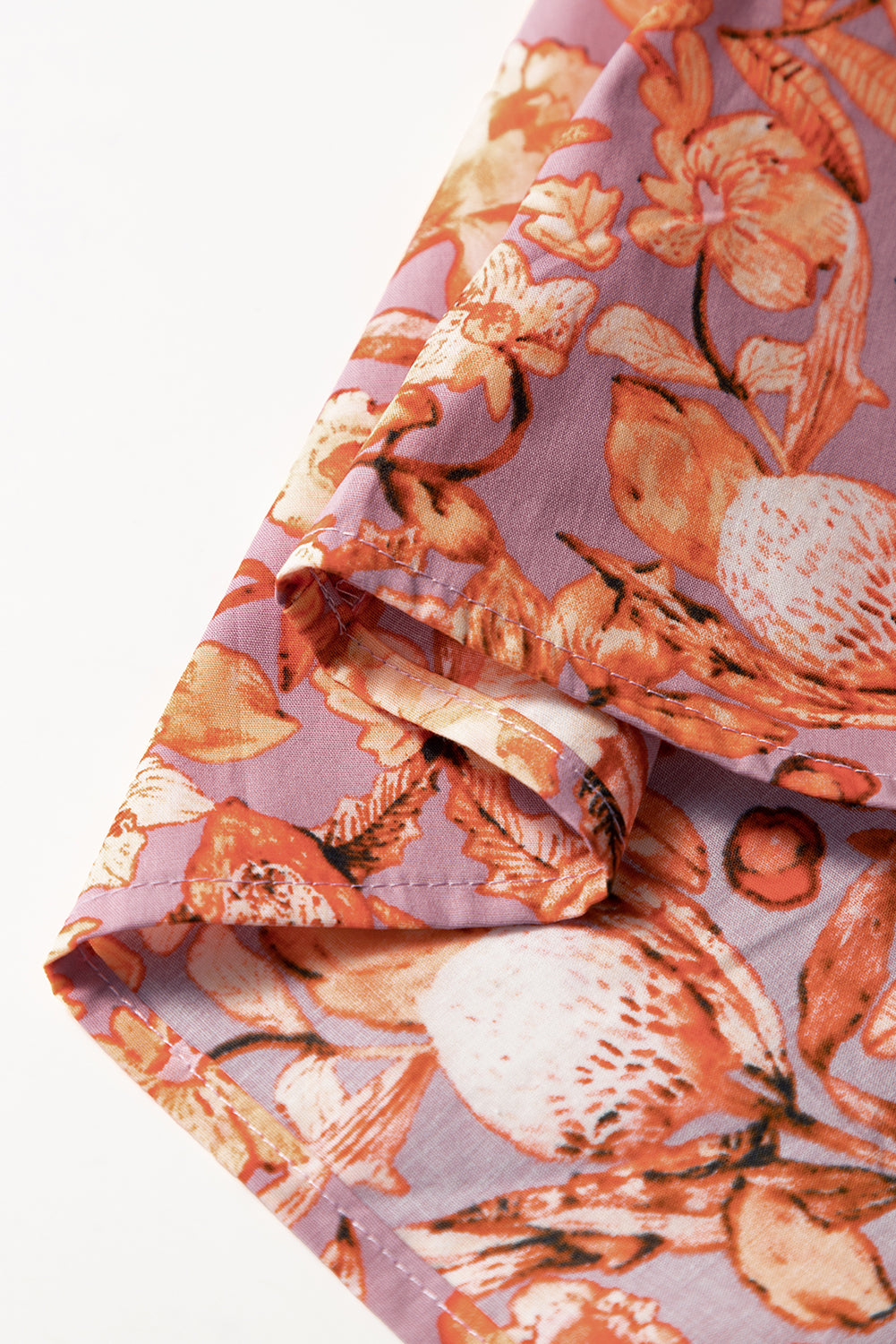 Orange Floral Print Ruffled Flutter Sleeve Frilled V Neck Blouse-Tops/Blouses & Shirts-[Adult]-[Female]-2022 Online Blue Zone Planet