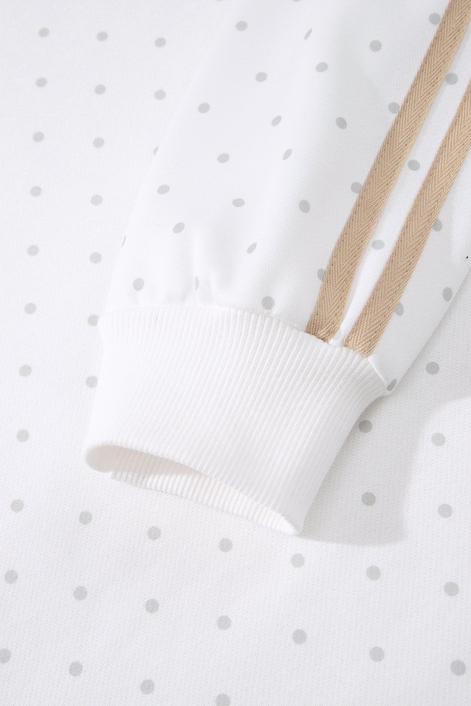White Polka Dot Print Side Stripe Detail Casual Sweatshirt 2pcs Short Set-Two Piece Sets/Short Sets-[Adult]-[Female]-2022 Online Blue Zone Planet