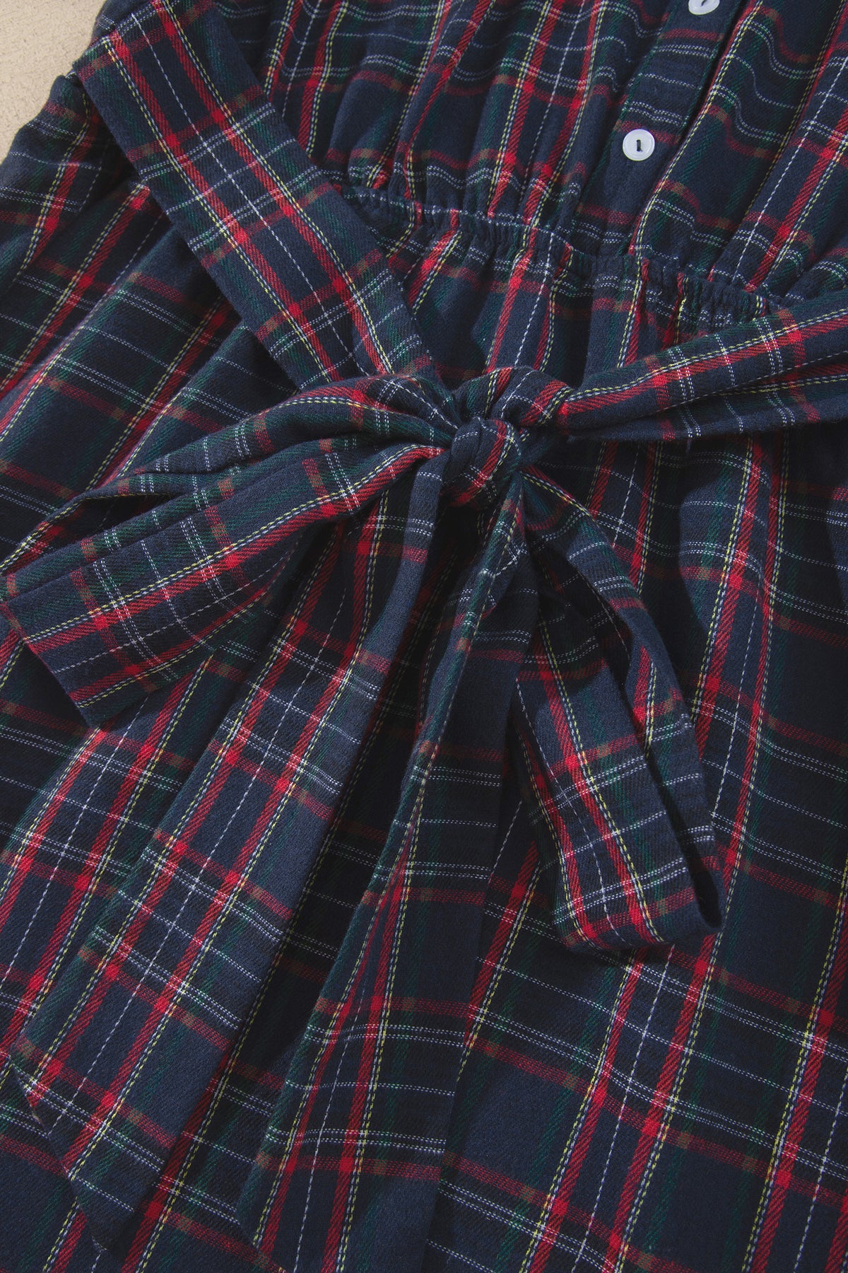 Black Plaid V Neck Belted Waist Short Sleeve Plus Size Dress-TOPS / DRESSES-[Adult]-[Female]-2022 Online Blue Zone Planet