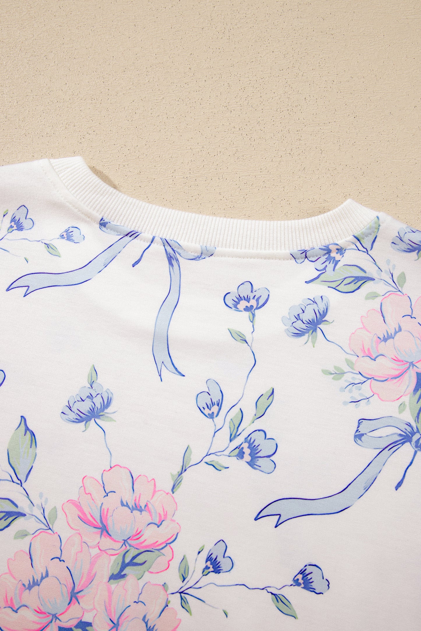 White Floral Print Long Sleeve Top Elastic Waist Skort Two Piece Dresses-TOPS / DRESSES-[Adult]-[Female]-2022 Online Blue Zone Planet