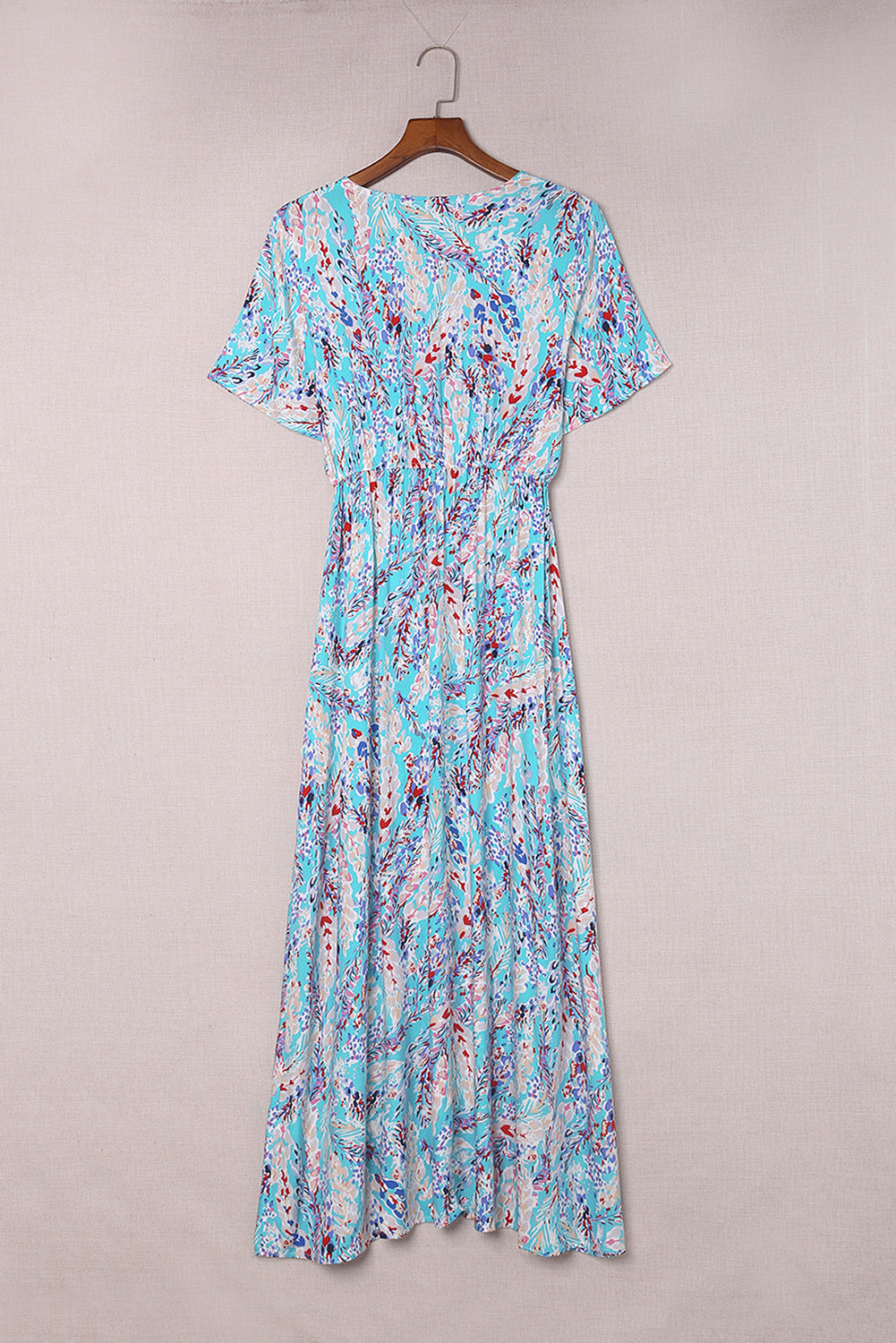 Green Wrap V Neck Floral Maxi Dress-Dresses/Floral Dresses-[Adult]-[Female]-2022 Online Blue Zone Planet