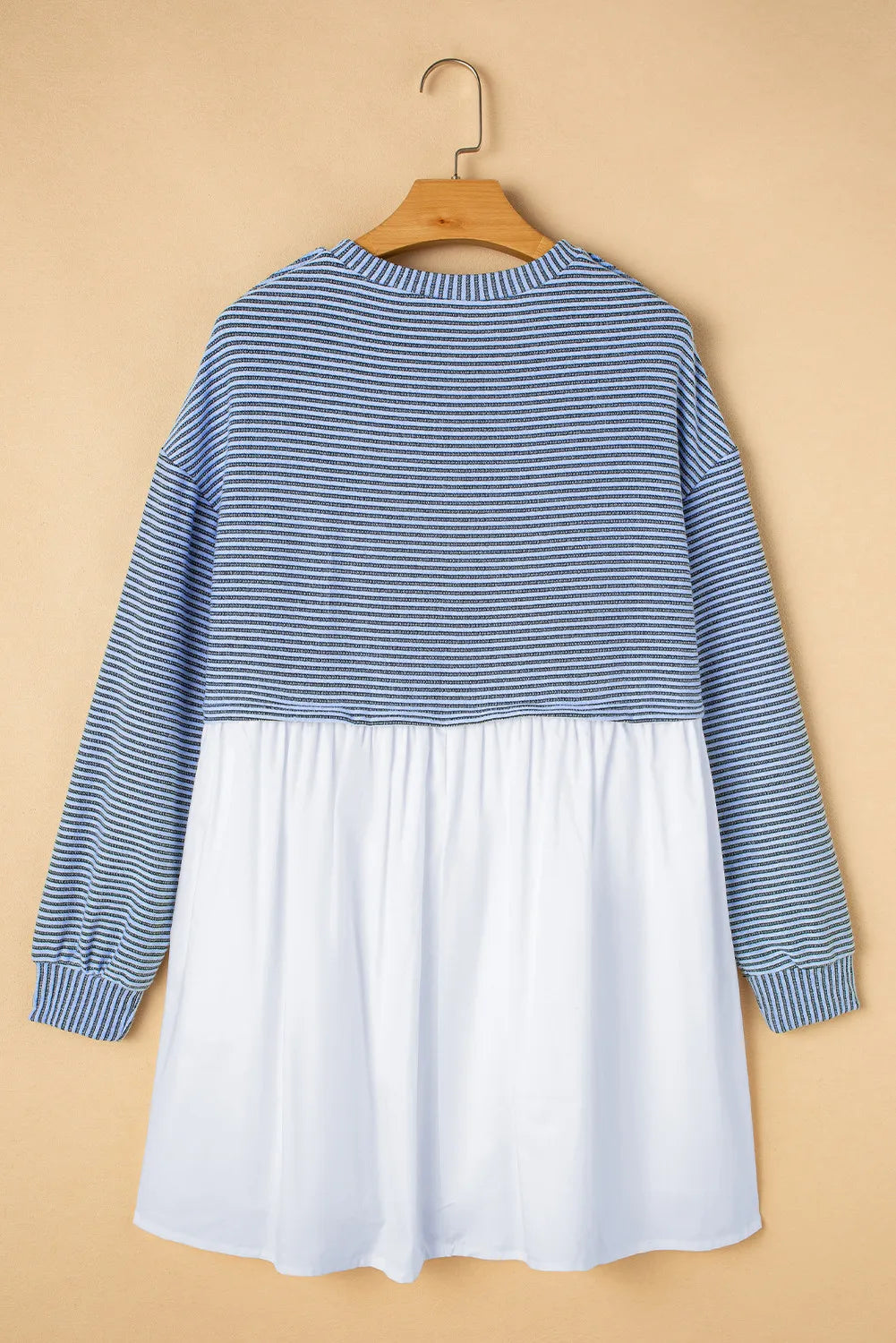 Striped Round Neck Long Sleeve Mini Dress-TOPS / DRESSES-[Adult]-[Female]-2022 Online Blue Zone Planet