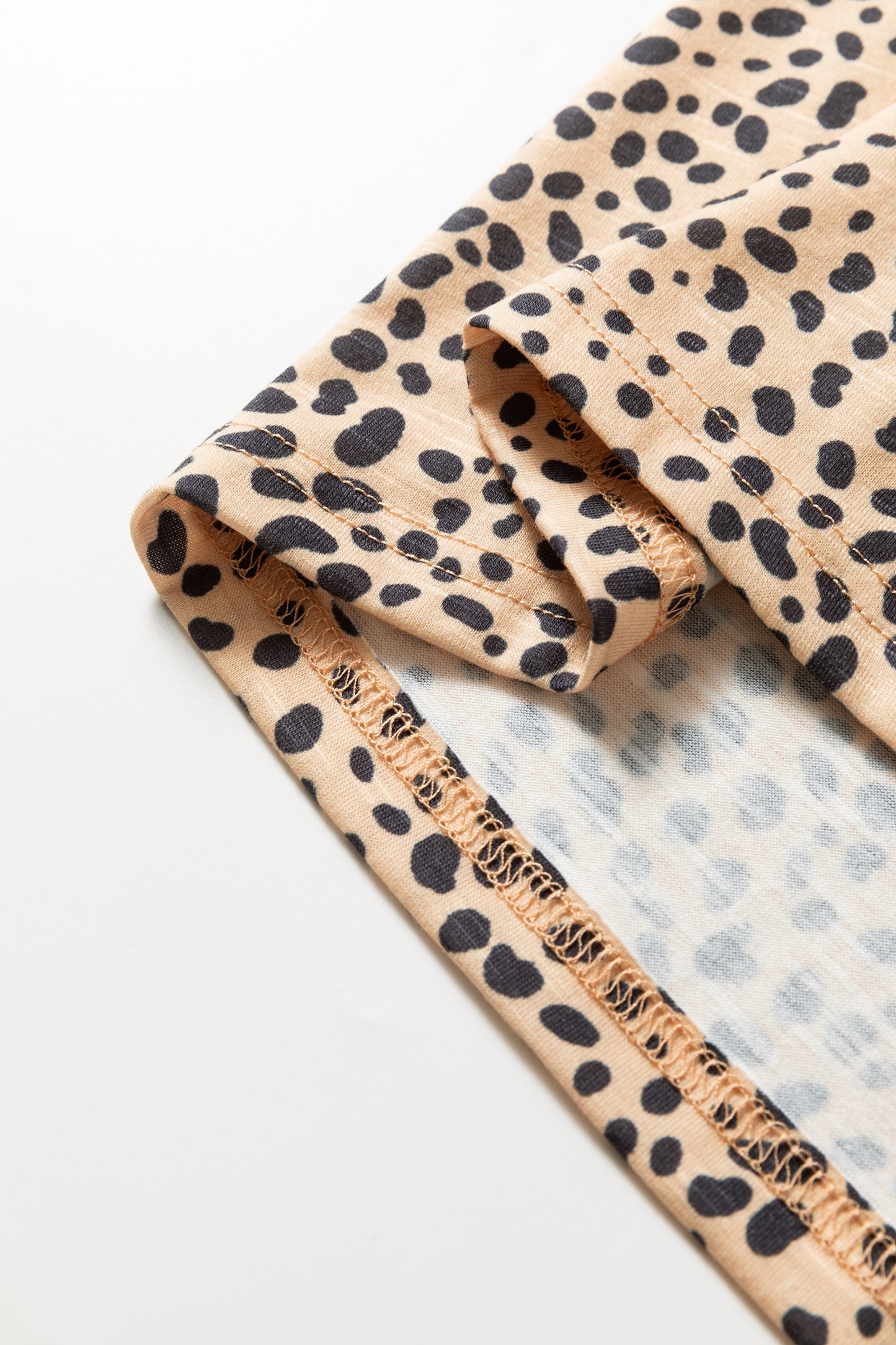 Apricot Cheeath Print Frilled V Neck Shirred Detail Short Sleeve Blouse-Tops/Blouses & Shirts-[Adult]-[Female]-2022 Online Blue Zone Planet