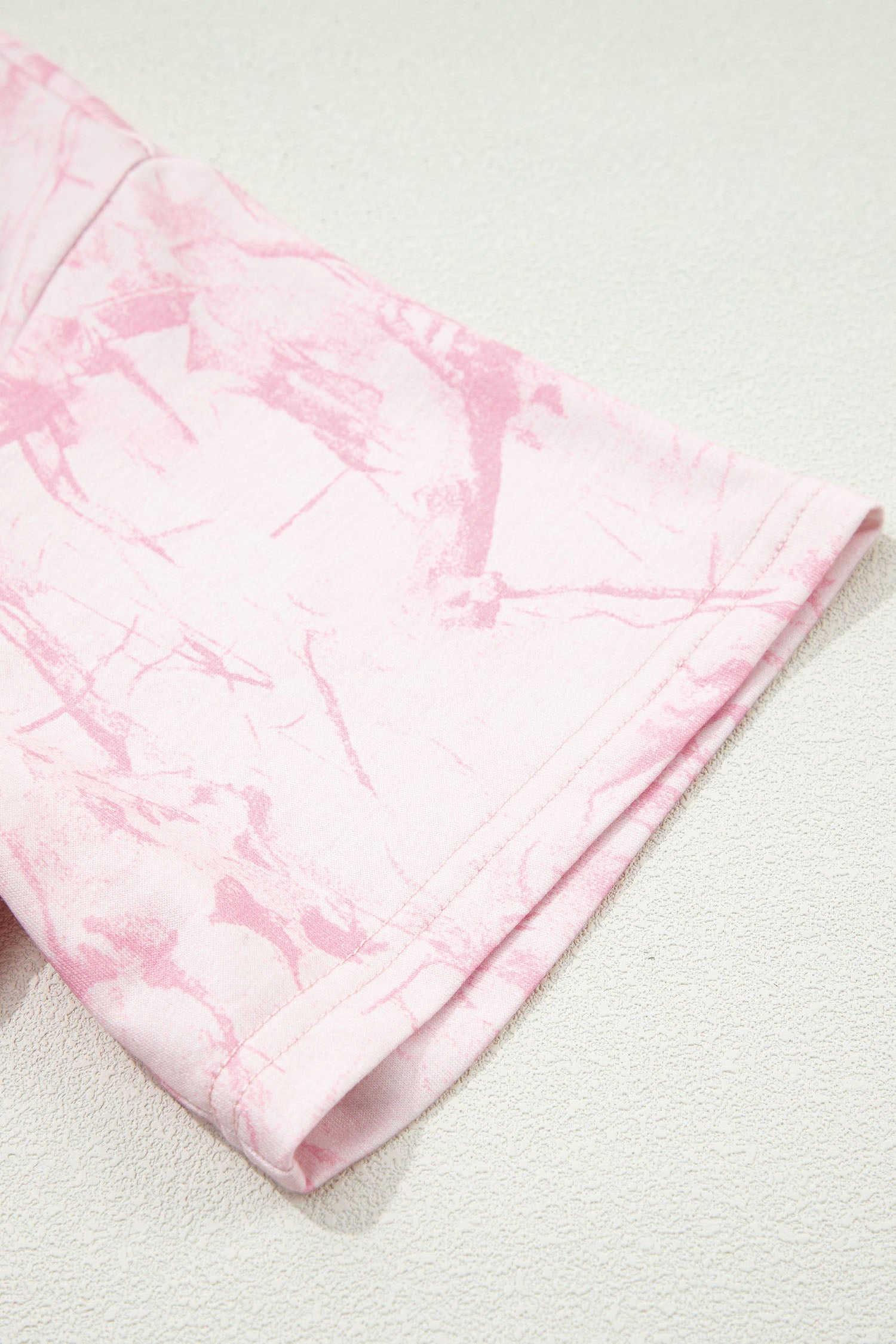 Pink Abstract Print V Neck Loose Tee Drawstring Shorts 2pcs Outfit-Two Piece Sets/Short Sets-[Adult]-[Female]-2022 Online Blue Zone Planet