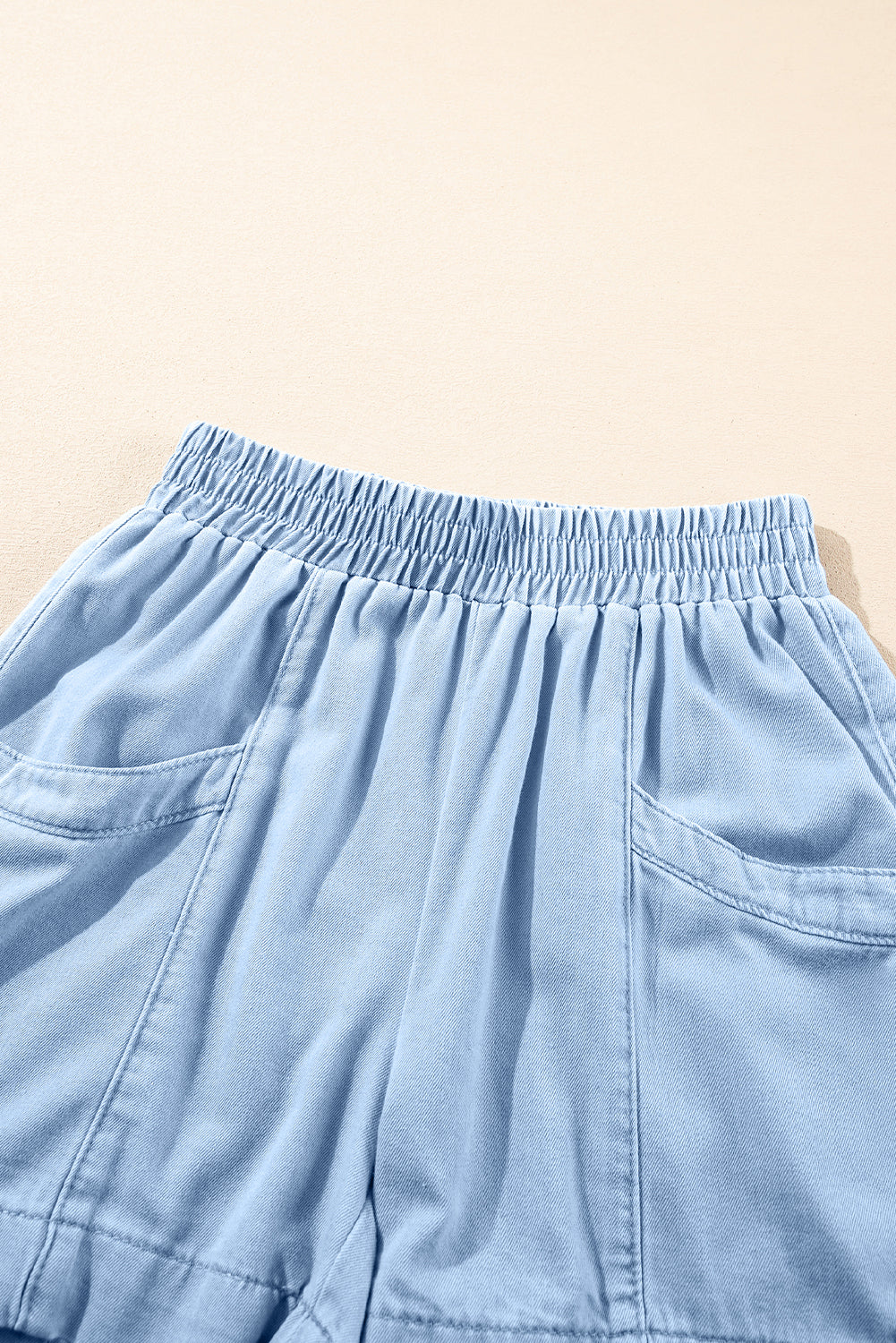 Beau Blue Light Wash Pocketed Wide Leg Denim Shorts-Bottoms/Denim Shorts-[Adult]-[Female]-2022 Online Blue Zone Planet