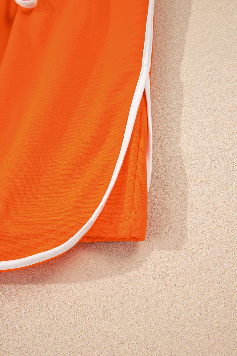 Orange Varsity Stripe Detail Drop Shoulder Pullover Mini Skirt Set-Two Piece Sets/Two Piece Dresses-[Adult]-[Female]-2022 Online Blue Zone Planet