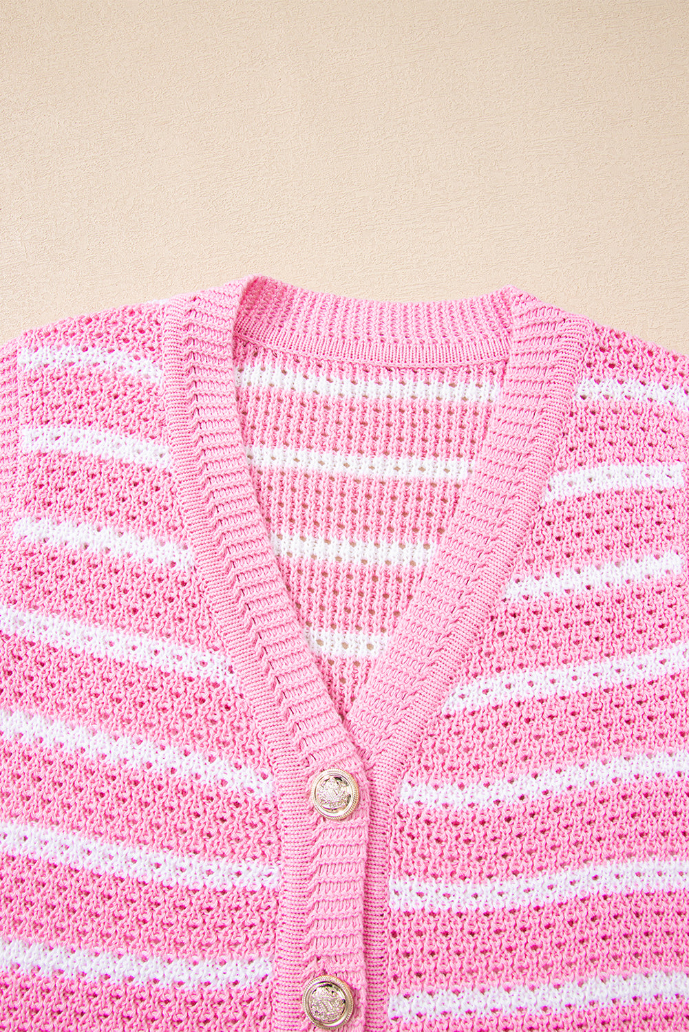 Sky Blue Stripe V Neck Gold Buttons Elegant Sweater Vest-TOPS / DRESSES-[Adult]-[Female]-2022 Online Blue Zone Planet