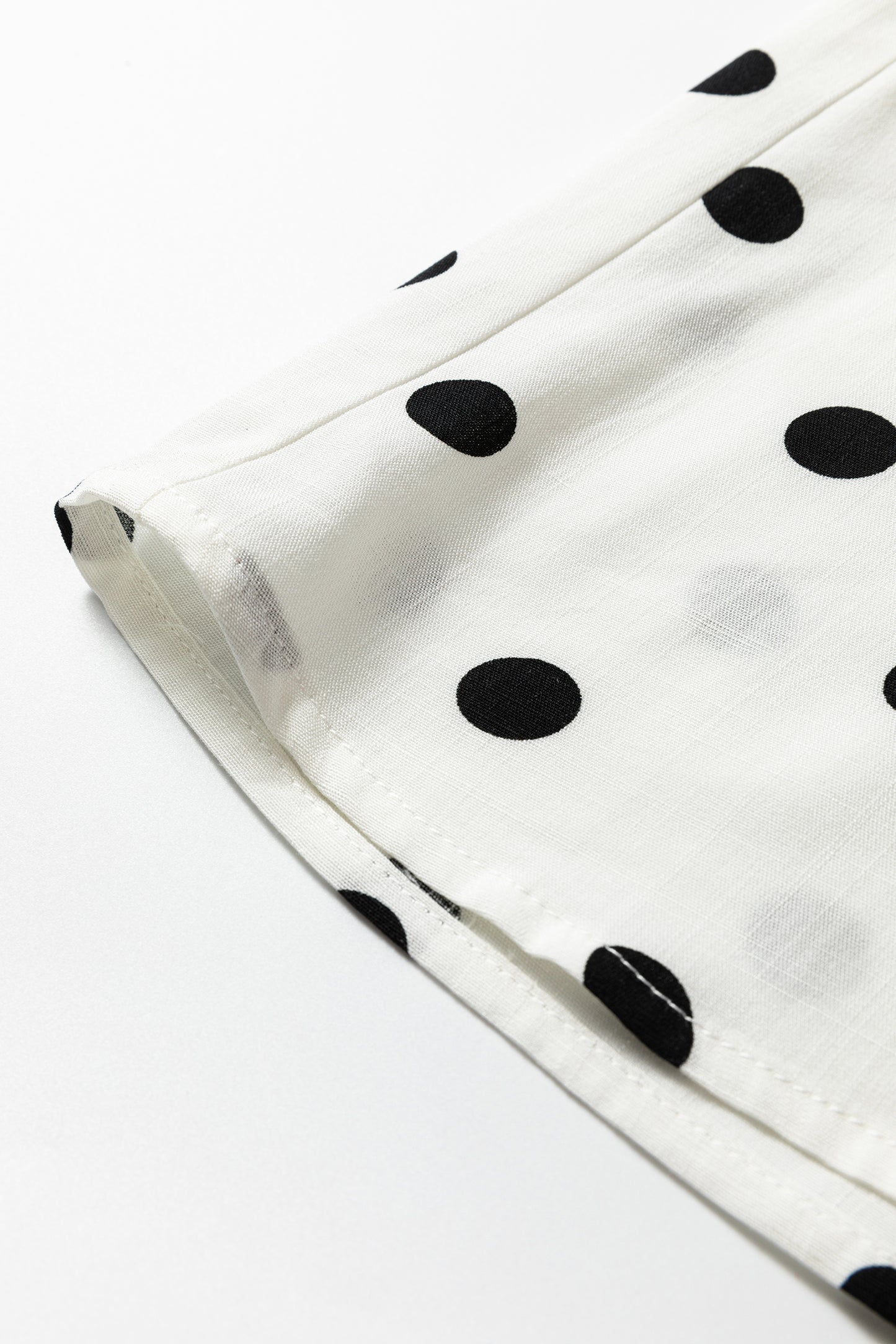 White Polka Dot Print Contrast Piping Elegant Shirt-Tops/Blouses & Shirts-[Adult]-[Female]-2022 Online Blue Zone Planet