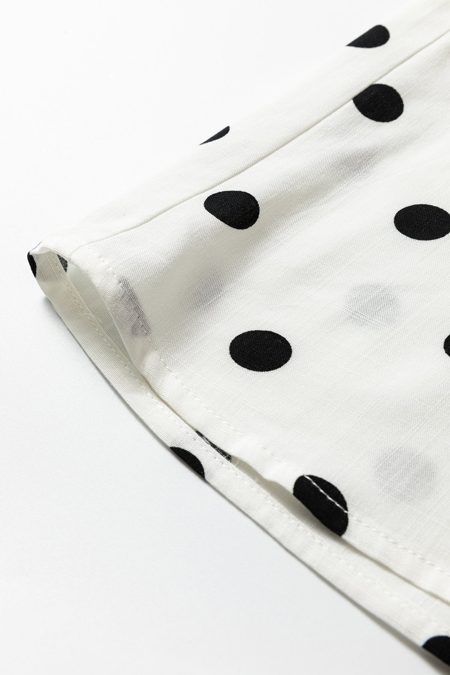 White Polka Dot Print Contrast Piping Elegant Shirt-Tops/Blouses & Shirts-[Adult]-[Female]-2022 Online Blue Zone Planet