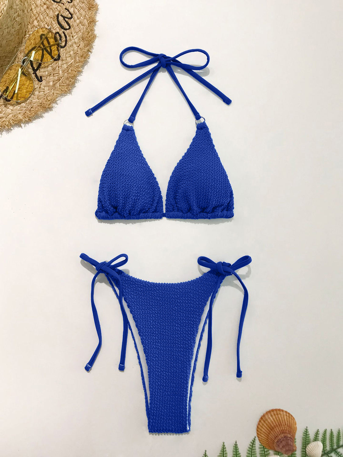 Textured Halter Neck Two-Piece Bikini Set-TOPS / DRESSES-[Adult]-[Female]-2022 Online Blue Zone Planet